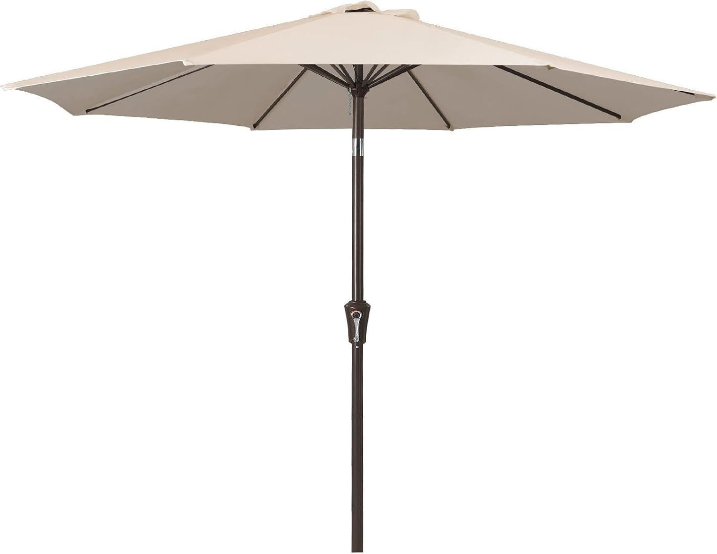 JEAREY 9FT Outdoor Patio Umbrella Outdoor Table Umbrella with Push Button Tilt and Crank, Market Umbrella 8 Sturdy Ribs UV Protection Waterproof for Garden, Deck, Backyard, Pool (Beige)