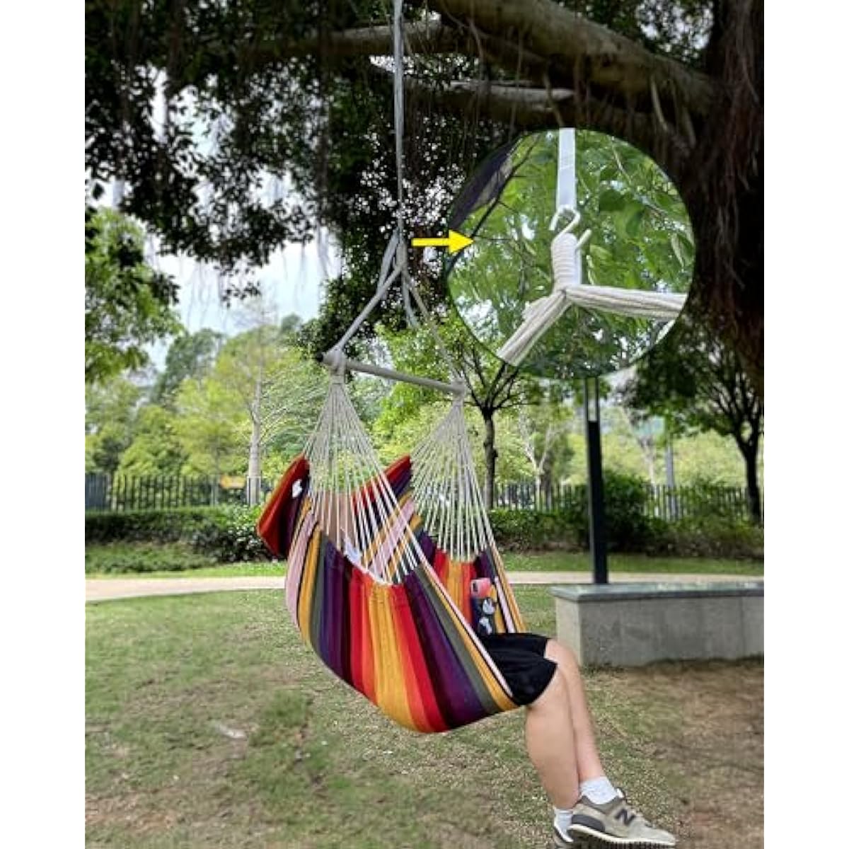MIZTLI Hammock Chair Swing Indoor Hammock for Bedroom - Max 500 Lbs－Steel Spreader Bar with Anti-Slip Rings-Indoor & Outdoor