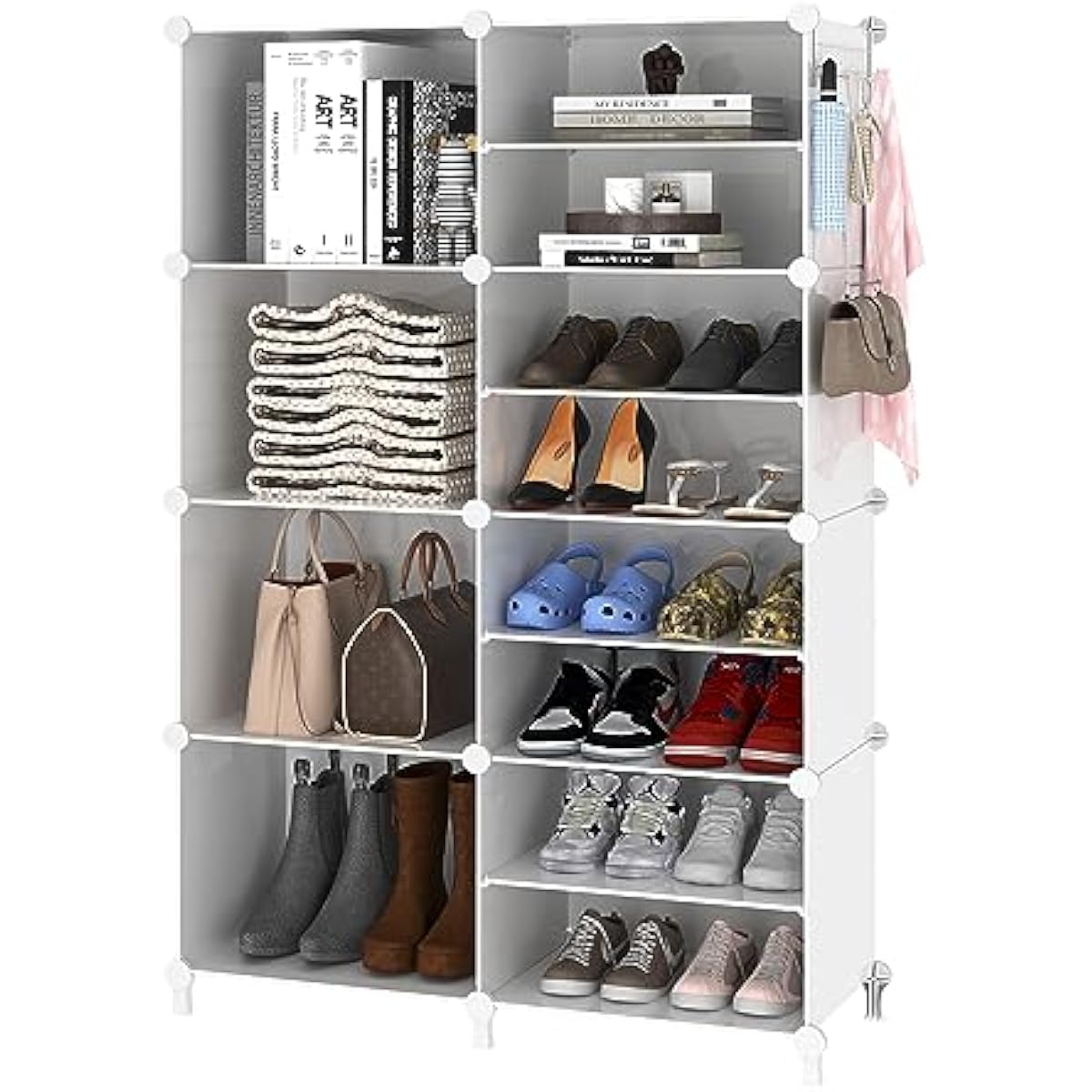 AWTATOS Closet Organizer 8 Cube Storage Shelves Closet Clothes Organizers and Storage Stackable Cubby Shelving for Closet Bedroom Living Room Office White