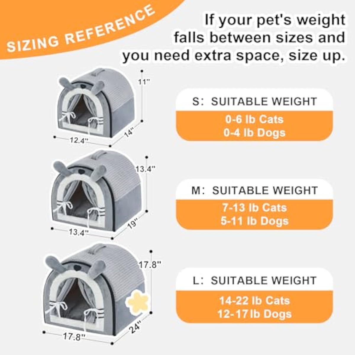 Jiupety Small Dog House Indoor, Dog Cave with Door Curtain Design, Puppy House with Reversible Washable Cushion, M Size Portable Pet Cave for 7-13 lb Cats and 5-11 lb Dogs, Non-Slip Bottom, Grey