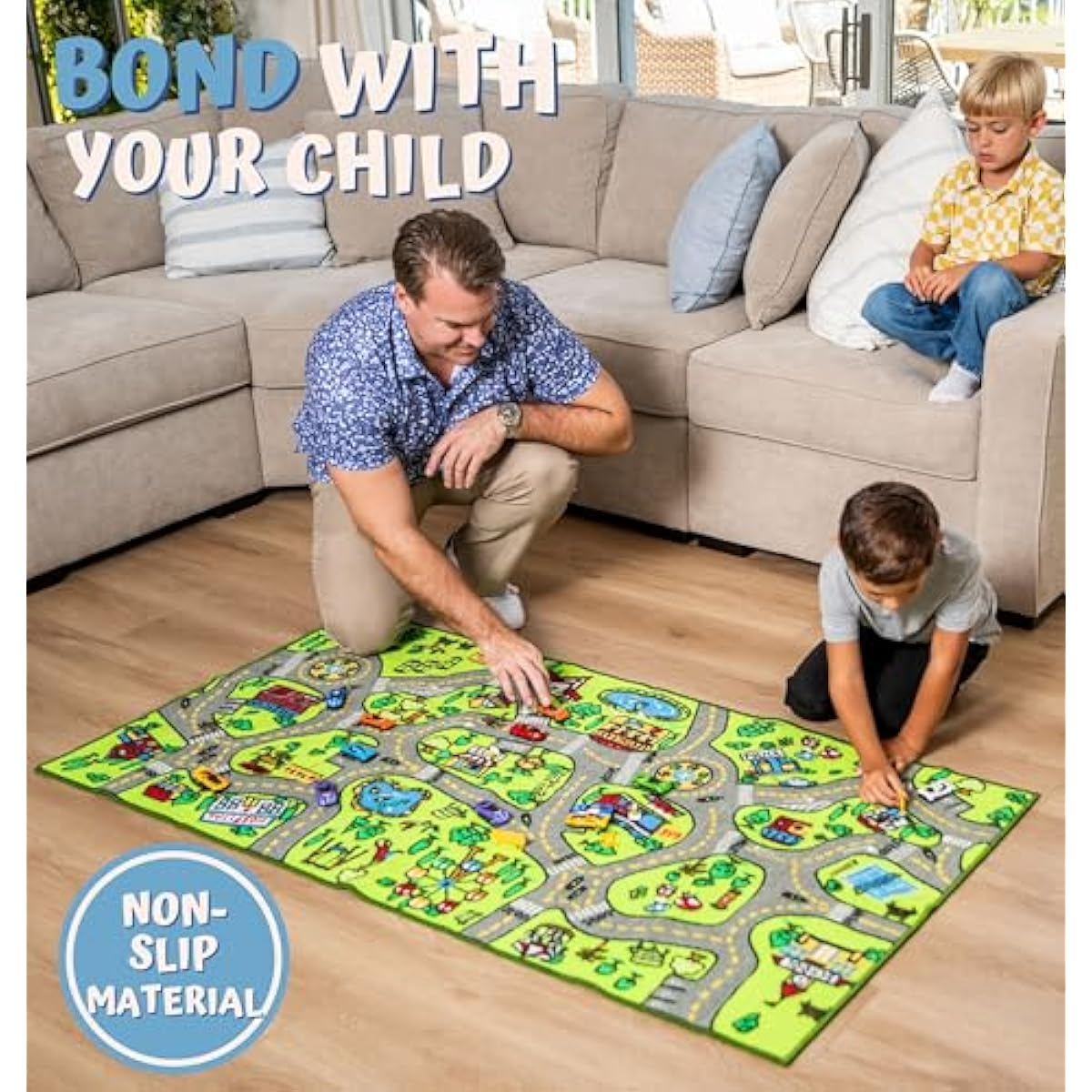 ToyVelt Carpet Playmat Kids Rug - Large 60” x 32” Educational City Road Traffic Mat for Kids Ages 3–12 - Preschool Rug & Play Room Carpet with Skid-Proof Backing - Bedroom & Playroom