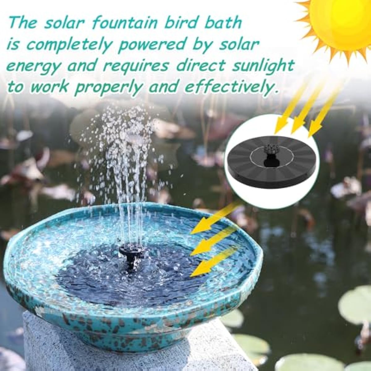 Solar Fountain Ceramic Bird Bath,Bird Bath for Outside,Outdoor Fountain BirdBaths,Garden and Home Décor.