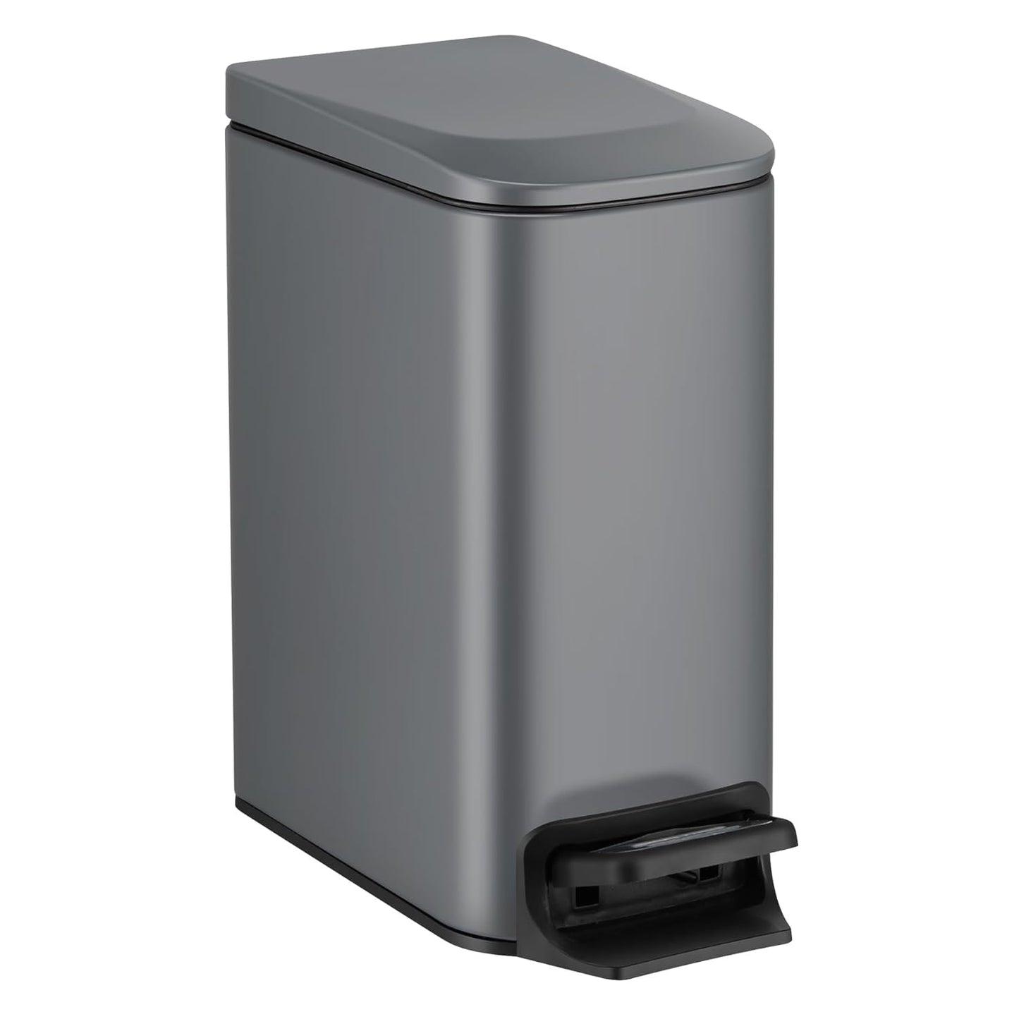 TIPGO Slim Bathroom Trash Can with Lid Soft Close, Step Pedal, 6 Liter / 1.6 Gallon Stainless Steel Trash Bin, Small Garbage Can for Bedroom, Office, Kitchen (Navy Blue)