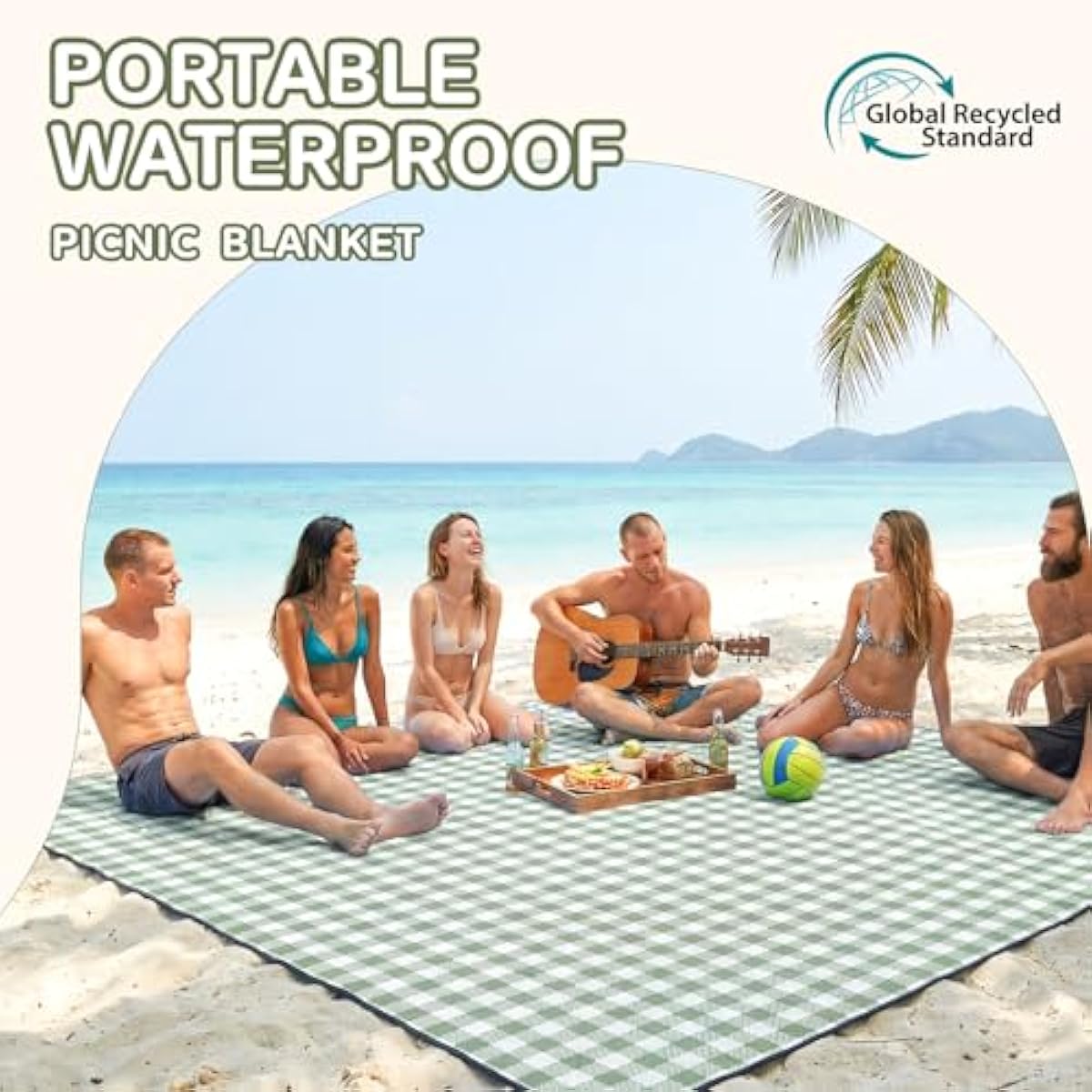 Genovega Waterproof Picnic Blanket Beach Outdoor Camping Mat Extra Large Foldable Cute Big Travel Essential Accessories Gift Park Patio Lawn Garden Grass Ground PlayMusic Festival Concert Must Have