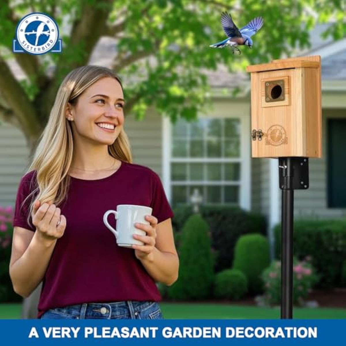 SISTERBIRD 2 Pack Bird Houses for Outside Clearance with Copper Guard, Cedar Bird House Outdoor, Bluebird Finch Swallow Wren Chickadee Assembly Required
