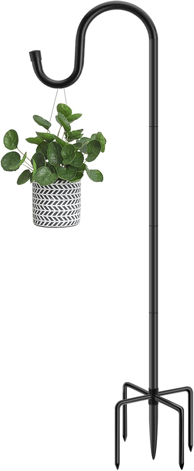 ANIDEER 72" Shepherds Hooks for Outdoor, Heavy Duty Bird Feeder Pole with 7 Base Prongs, Adjustable Garden Hanging Holder for Bird Feeders, Solar Light Lanterns, Garden Plant Hanger Stands, 2 Packs