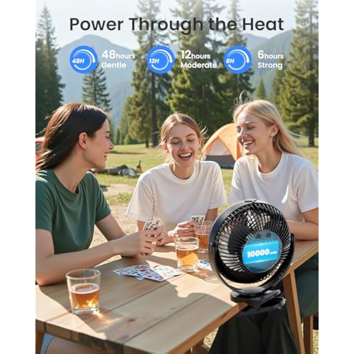 Koonie 10000mAh Battery Operated Misting Fan with Clip, Portable 8'' Mist Fan for Desk with Max. 48 Hours Runtime, 3Speeds, 2 Spray Modes, 200ML Tank for Golf Cart Home Office Travel Camping Stroller