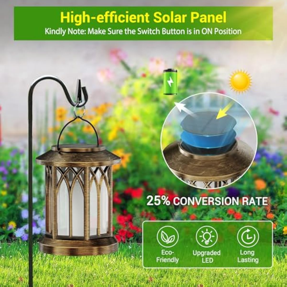 KOOPER 4 Pack Solar Lanterns Outdoor Waterproof, Upgraded Flickering Flame Solar Lantern Lights, Auto On/Off Lanterns Decorative Outdoor, Outdoor Hanging Lantern for Yard Garden Table Decor (Bronze )