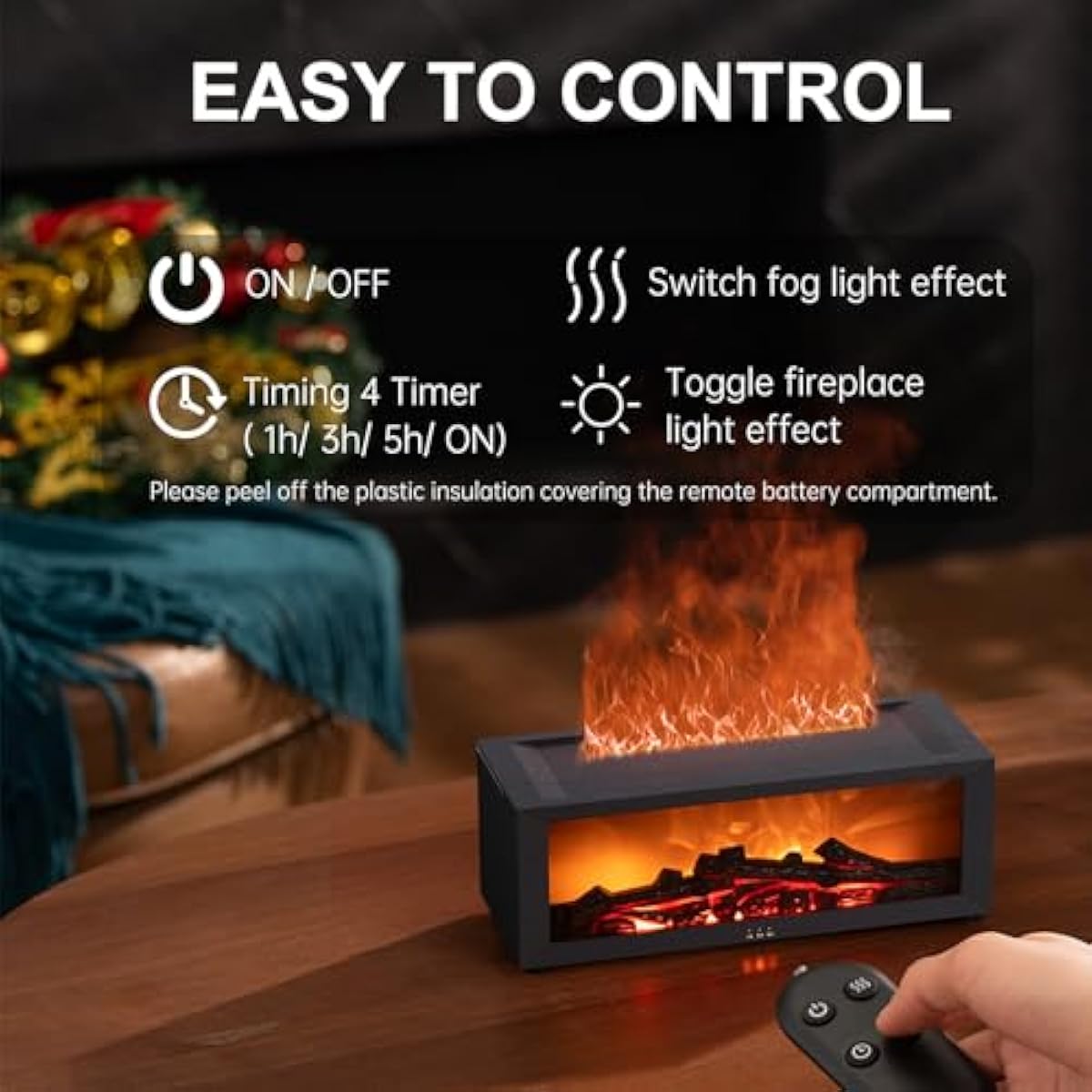 Fireplace Diffuser Humidifier,Fireplace Aromatherapy Essential Oil Diffuser, Ultrasonic Colorful Cool Mini Flame Fire Aroma Humidifier with Timer for Home,Bedroom,Office,Yoga