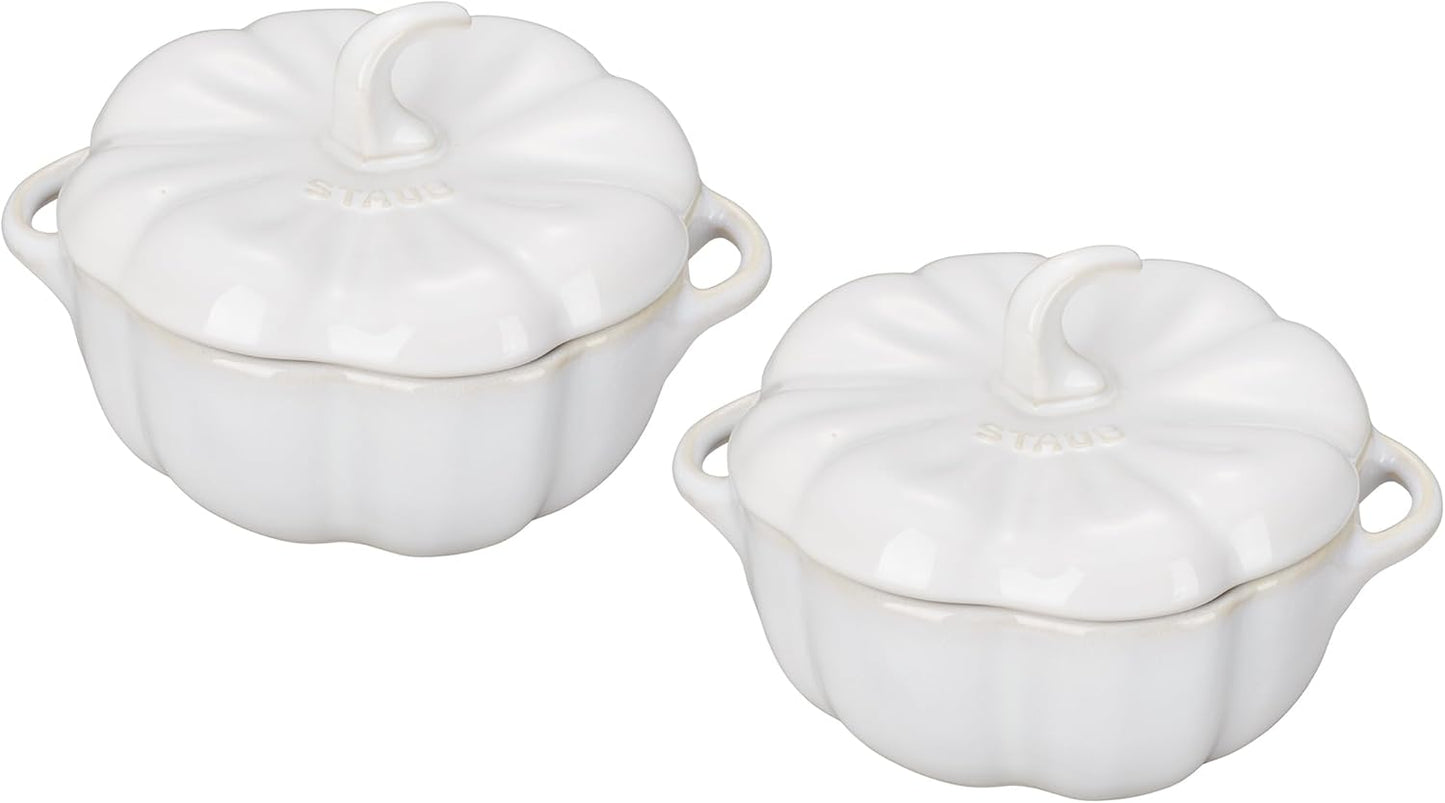 STAUB 0.5-qt Petite Ceramic, Oven & Stove Safe up to 572°F, Pumpkin Dish, Baking , Candy Dish, Burnt Orange
