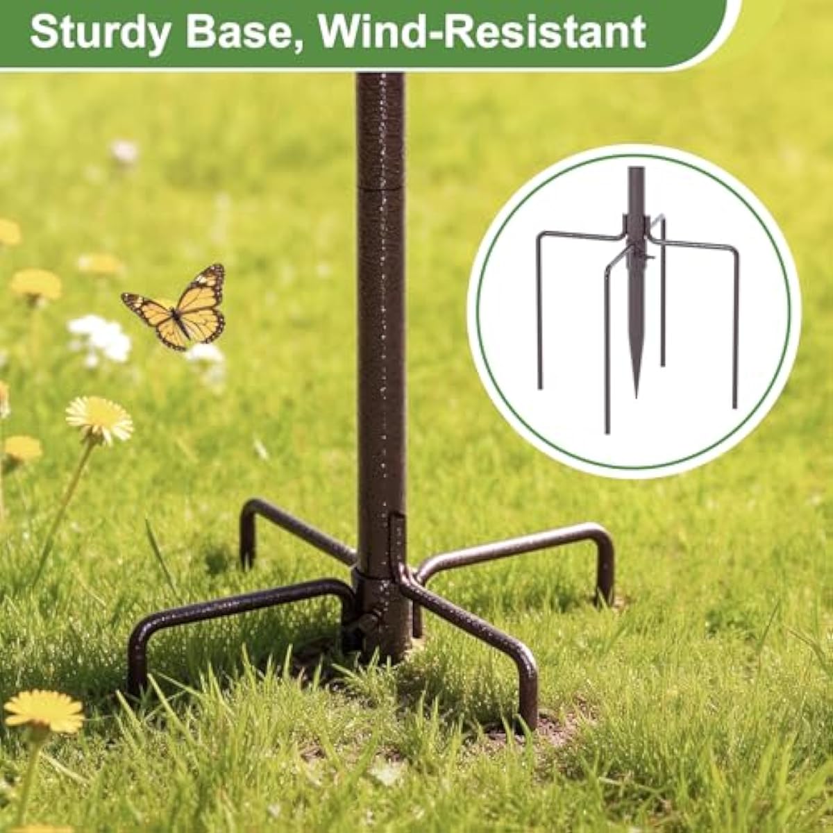 94" Bird Feeding Station Kit with Metal Squirrel Baffle, Heavy Duty Metal Bird Feeding Station with Seed Tray＆Mesh Basket, Easy Assembly Ground Mounted Bird Feeder Pole for Garden Yard Outdoor