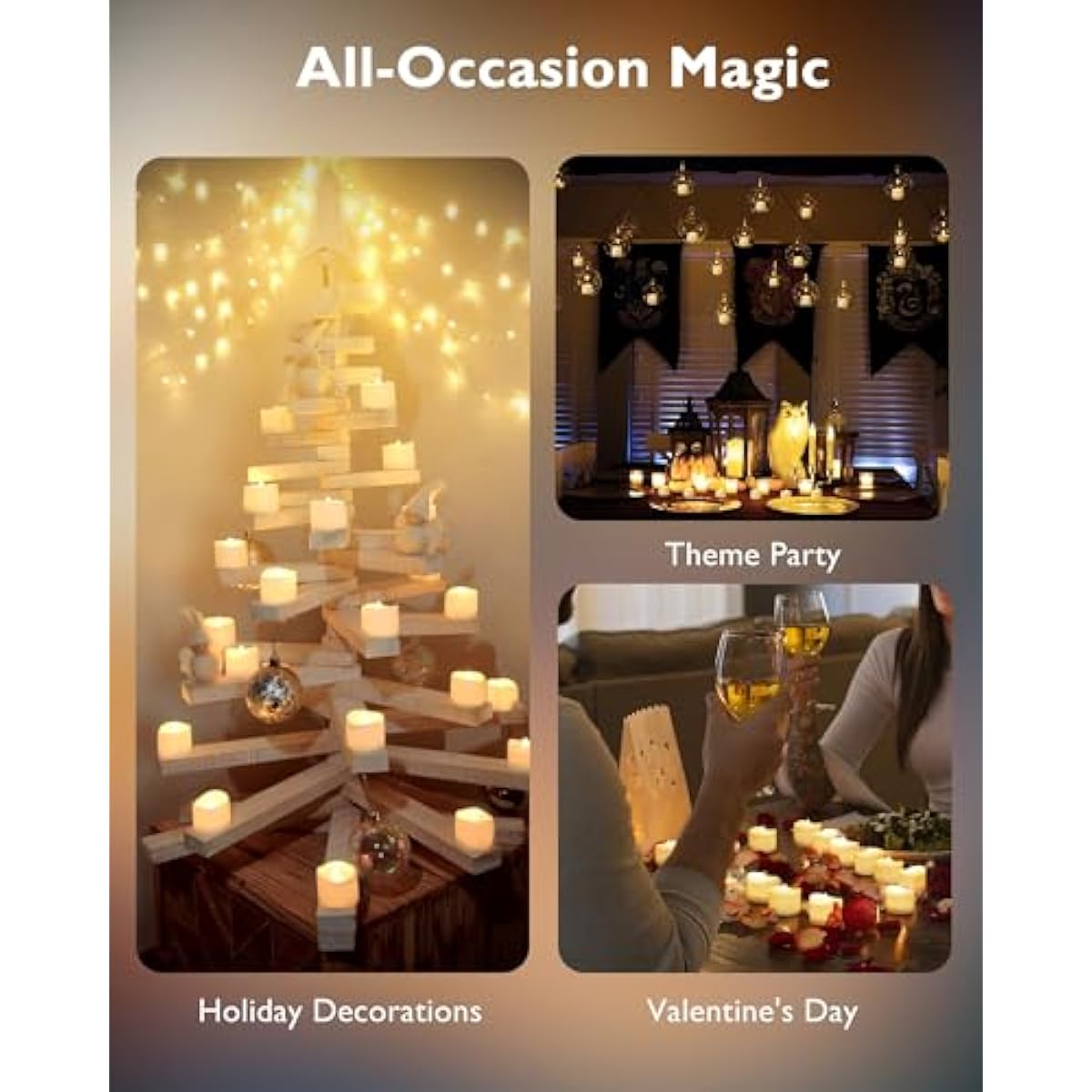 Homemory 24Pcs Flickering Flameless Candle Battery Operated, 200+Hours Fake Electric LED Tea Lights for Votive, Centerpiece Table Decorations, Wedding, Aniversary, Halloween, Christmas