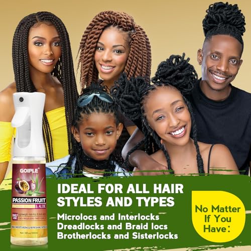 Loc Moisturizing Spray for Dull, Dry Locs - Daily Passion Fruit Hair and Scalp Moisturizer for Dreadlocks, Sisterlocks, Microlocks, Braids- Lightweight Refreshing Moisturizer Loc Spray for Anti-frizz