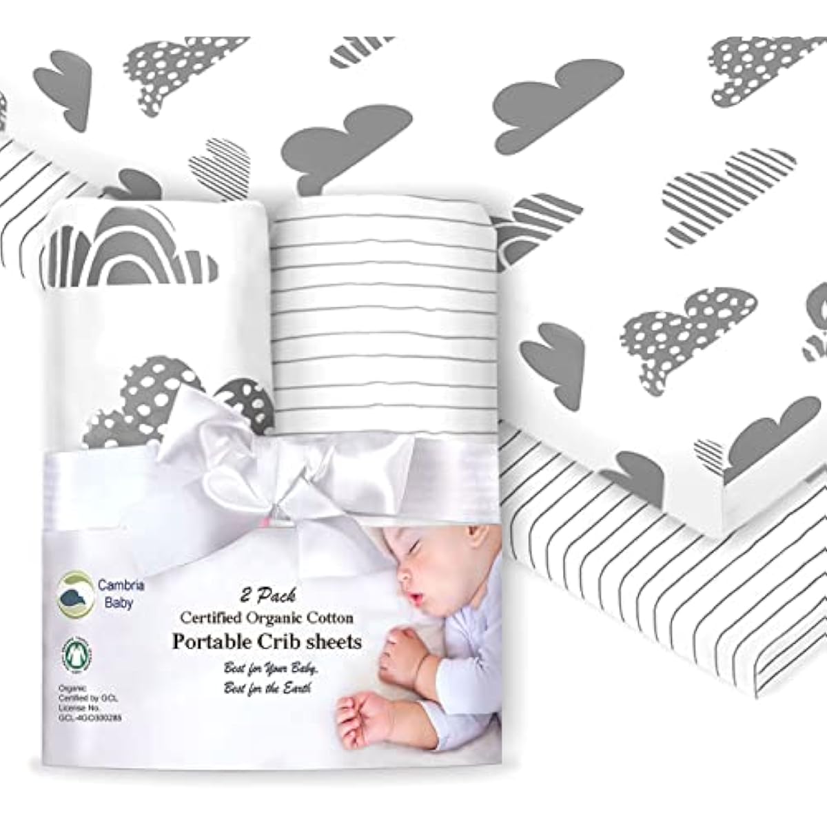 100% Organic Cotton Fitted Sheets Fit and are Compatible with Graco Pack n Play, Babyletto, Pamo Babe, Hiccapop, Dream on Me, Evenflo, Baby Trend Portable/Mini Crib/Playards. 2 Pk