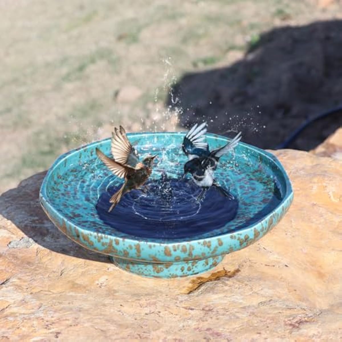 Solar Fountain Ceramic Bird Bath,Bird Bath for Outside,Outdoor Fountain BirdBaths,Garden and Home Décor.