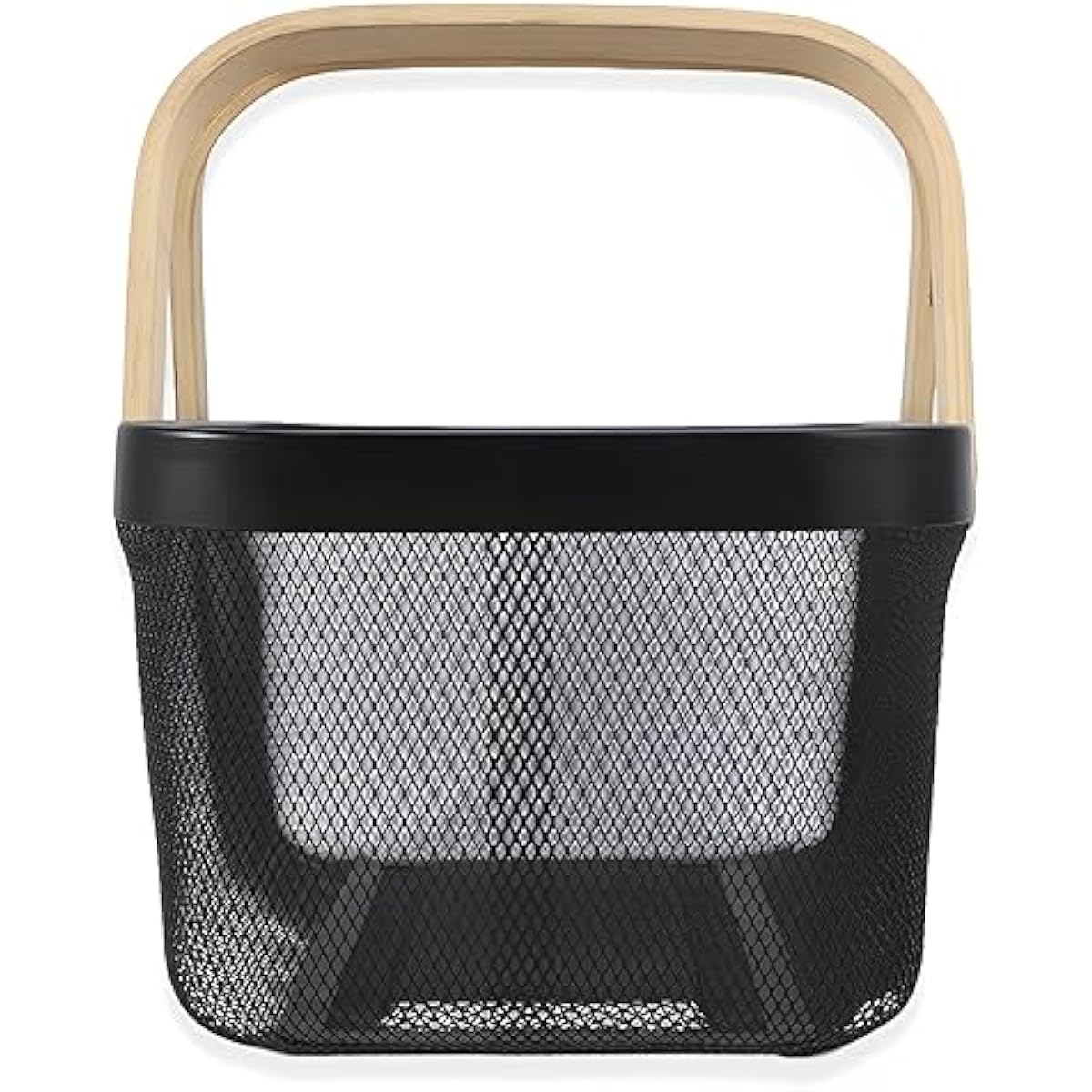 Cheardia 2 Pack Picnic Baskets, Metal Mesh Harvest Basket with Foldable Wooden Handle, Rectangle Garden Storage Basket Bin for Vegetable Fruit Garden Kitchen Cabinet Picking Gathering