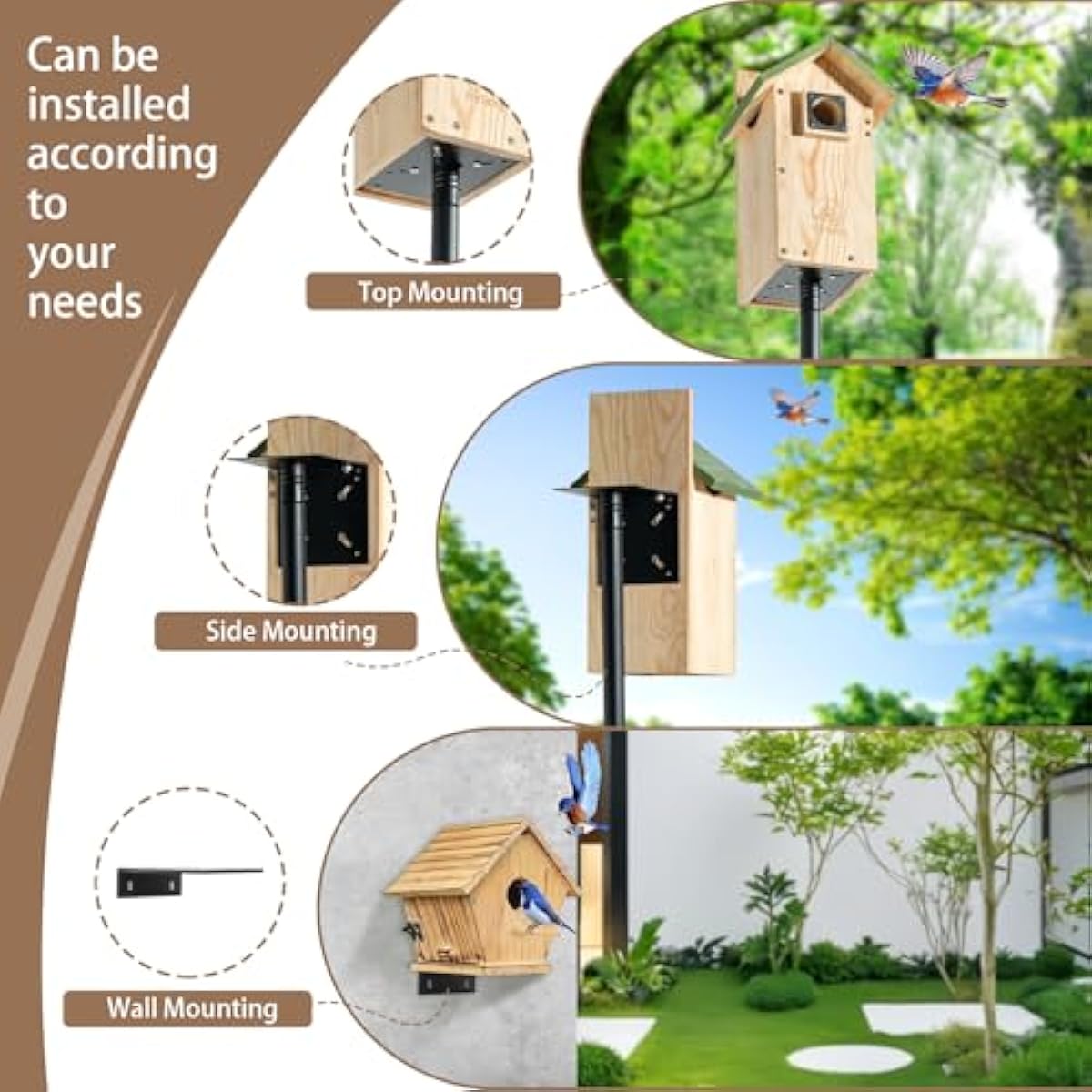 77 Inch Heavy Duty Smart Bird Feeder Pole for Outdoors with 5-Prong Base and 2 Plates, Rust-Proof Metal Wild Bird Feeder Stand/Post, Adjustable Birdhouse Pole, Weather Station Mounting Kit