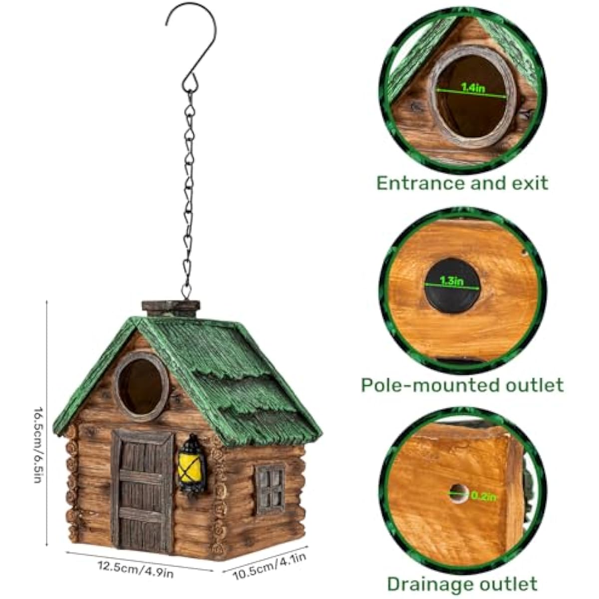 Bird House for Outside, Resin Bluebird House for Outdoors Finches, Cardinals and Yellow Finches Wild Bird Nesting, 5 Years Weatherable Decorative Stone Hanging Birdhouse for Yard Garden Decor