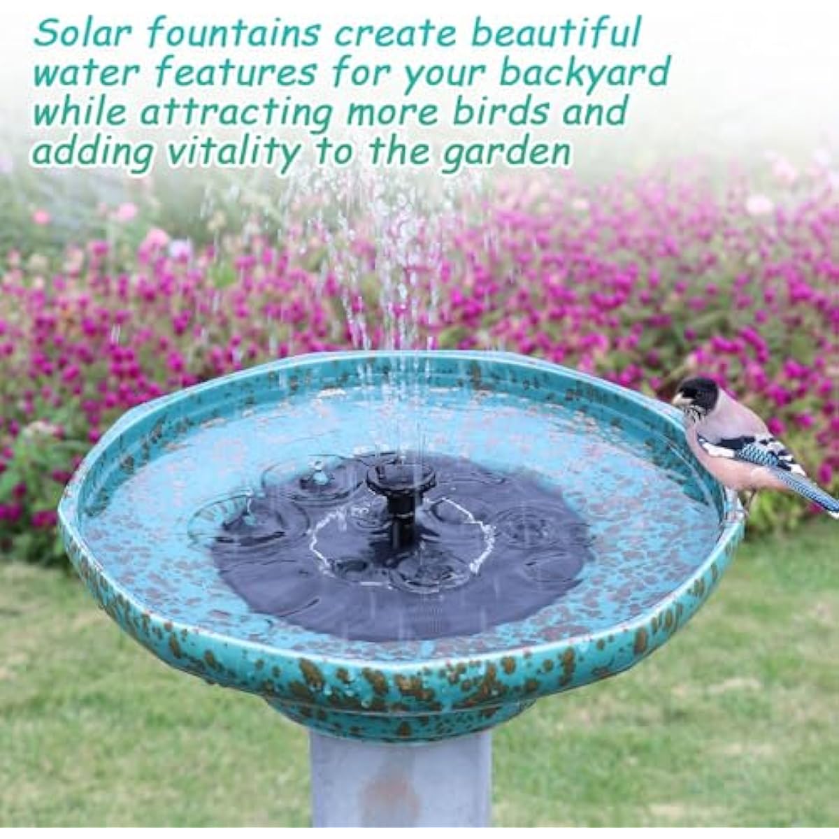 Solar Fountain Ceramic Bird Bath,Bird Bath for Outside,Outdoor Fountain BirdBaths,Garden and Home Décor.