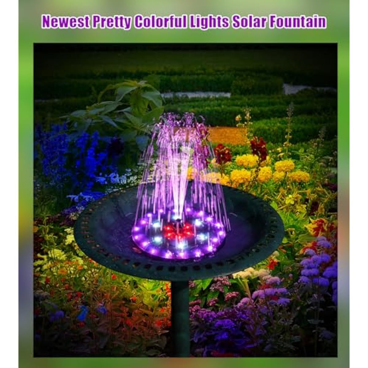SZMP Solar Fountain 4W Bird Bath Fountains Upgraded 60 LED Lights, Built-in 4000 mAh Battery with 7 Nozzles & 4 Fixers, Solar Water Fountain for Garden, Bird Bath, Pool, Pond, Outdoor