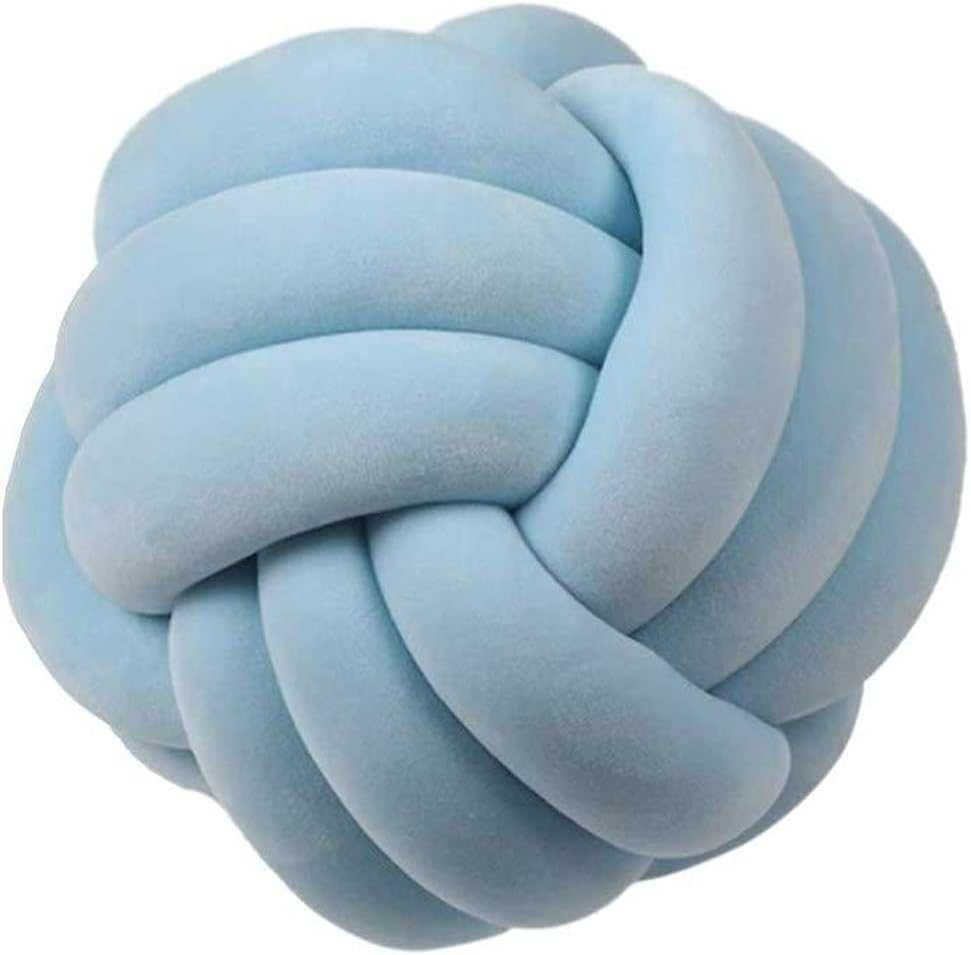 Knot Pillow Ball Round Cushion Pillows, Children Room Decoration Plush Toys Calming Stress Relief Toy (Yellow,8.5in/22cm)