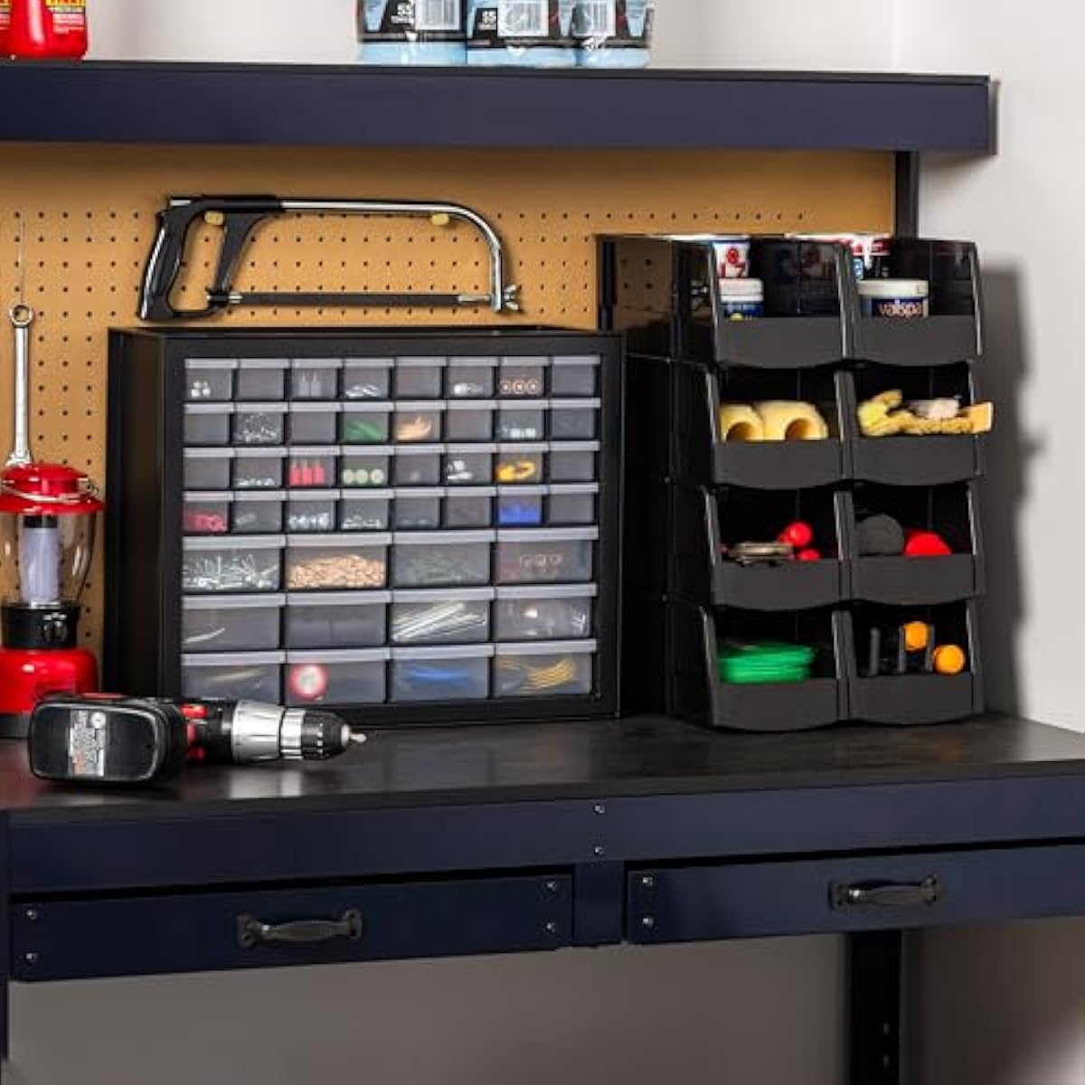 IRIS USA Small Parts Storage, Made in USA, Cabinet, 44-Drawer Organizer for Screws, Nuts, Bolts, Electronics, Hardware, Beads, Crafts, Building Bricks, Stackable Garage Storage – Black