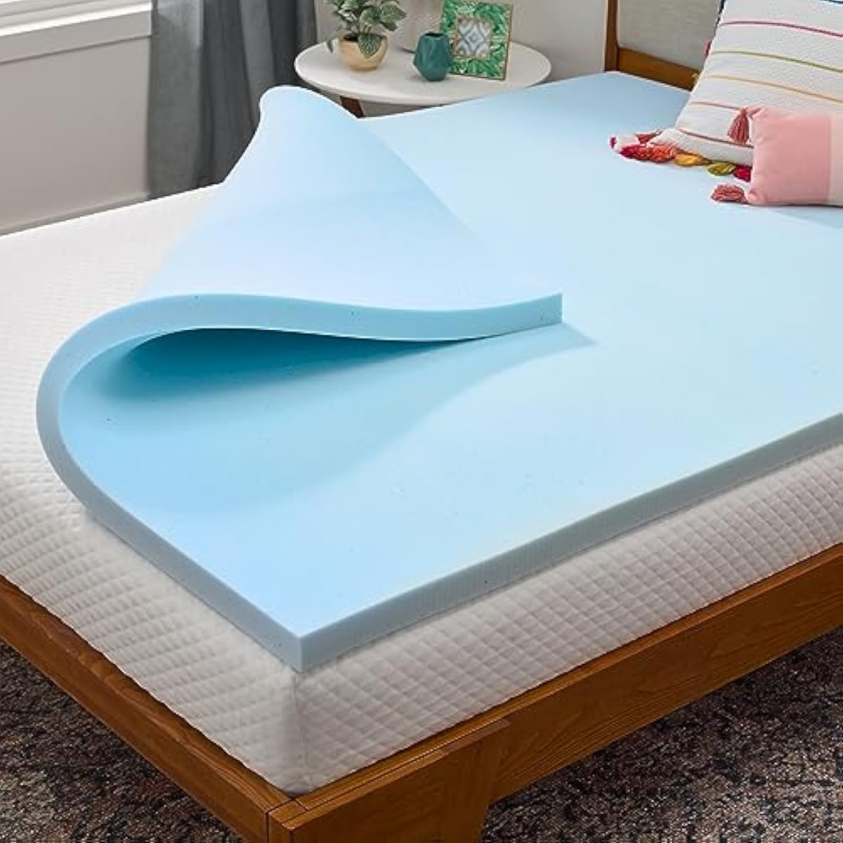 Linenspa Memory Foam Mattress Topper, Queen Size - 2 Inch Gel Infused Memory Foam - Plush Feel - Cooling and Pressure Relieving - CertiPUR Certified