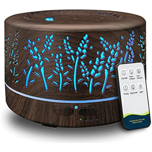 Diffusers for Essential Oils Large Room 600ml,Essential Oil Diffusers for Home with R/C,Cool Mist Humidifier,7 Colors Lights & 3 Mist Mode Waterless Auto Off for Office