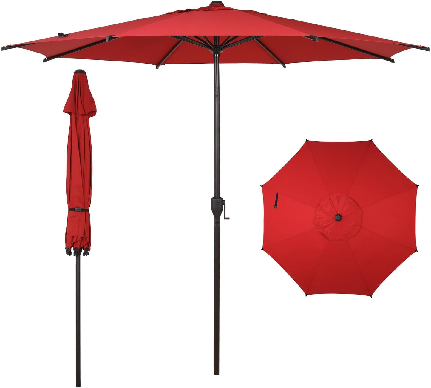 Abba Patio 9FT Lyon Outdoor Patio Umbrella Outdoor Table Umbrella with Push Button Tilt and Crank Market Umbrella 8 Sturdy Ribs UV Protection Waterproof for Garden Deck Backyard Pool, Black & Ivory