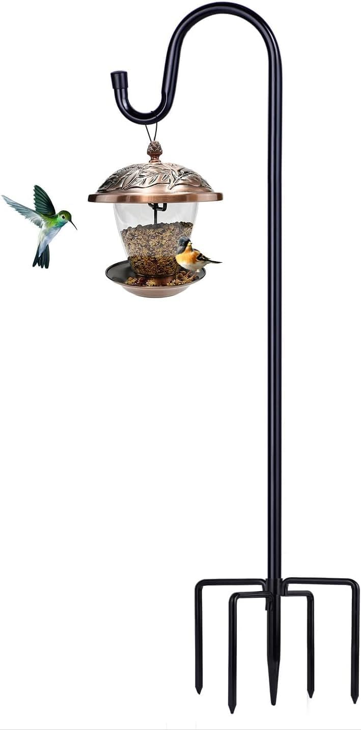 Shepherd Hooks for Outdoor, 2 Pack 78 Inch Bird Feeder Pole with 5 Prongs Base for Hanging Lantern, Hummingbird Feeder, Lightweight Plant, Shepherds Hook for Bird Feeders for Outside