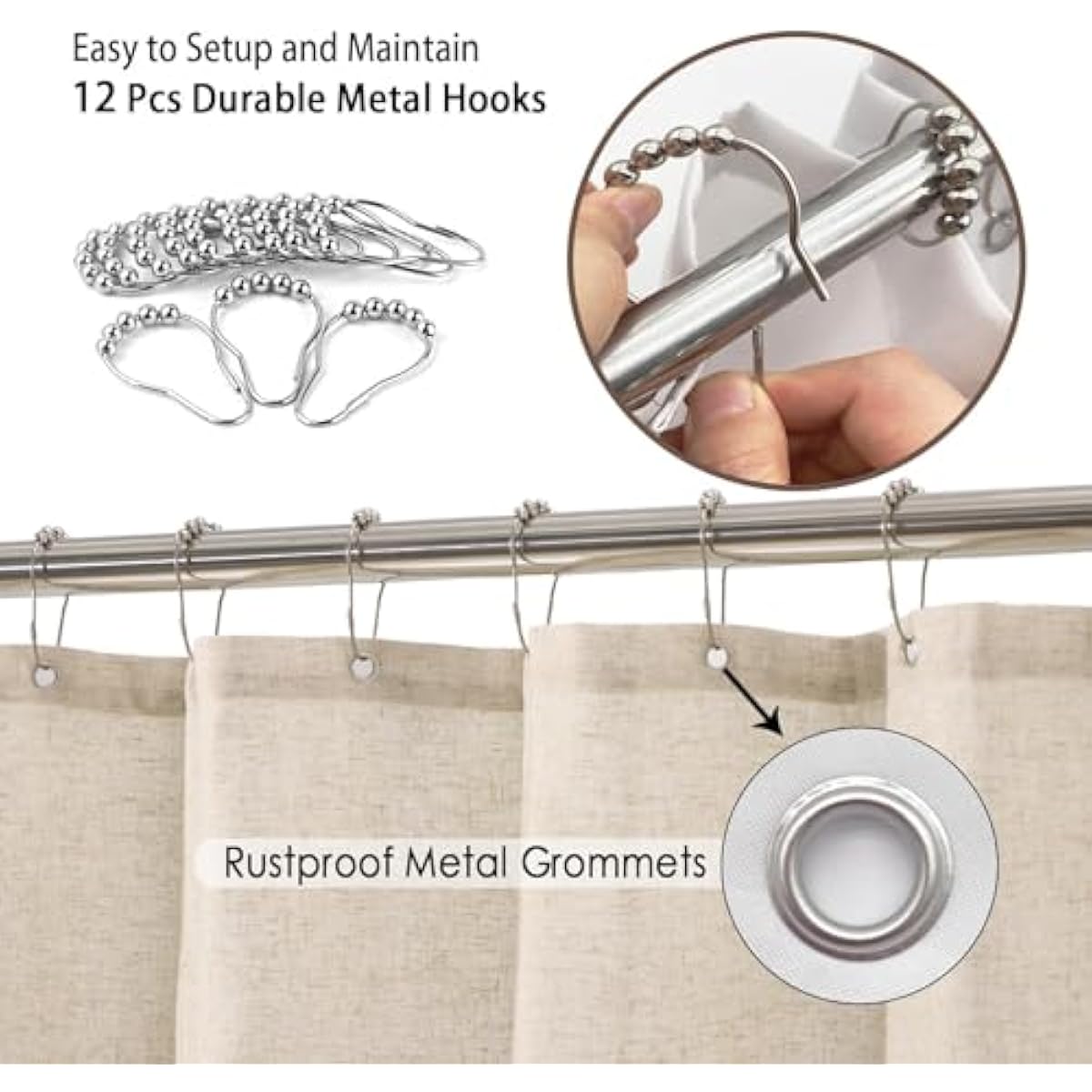 Baccessor Linen Shower Curtain Tropical Green Leaf Shower Curtains Botanical Banana Monstera Leaf Palm Tree Water Repellent Heavy Duty Fabric Cloth Shower Curtain for Bathtubs Hotel 72 W X 72 L Inch