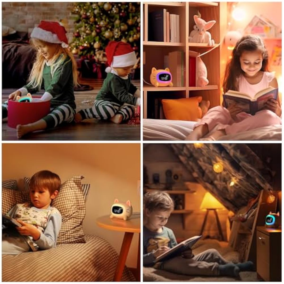 Kids Alarm Clock Ok to Wake Alarm Clock for Kids, Toddlers Night Light Clock for Bedroom, Cat Alarm Clock with Sleep Training and Sound Machine, Birthday Gift for Boy Girls Children