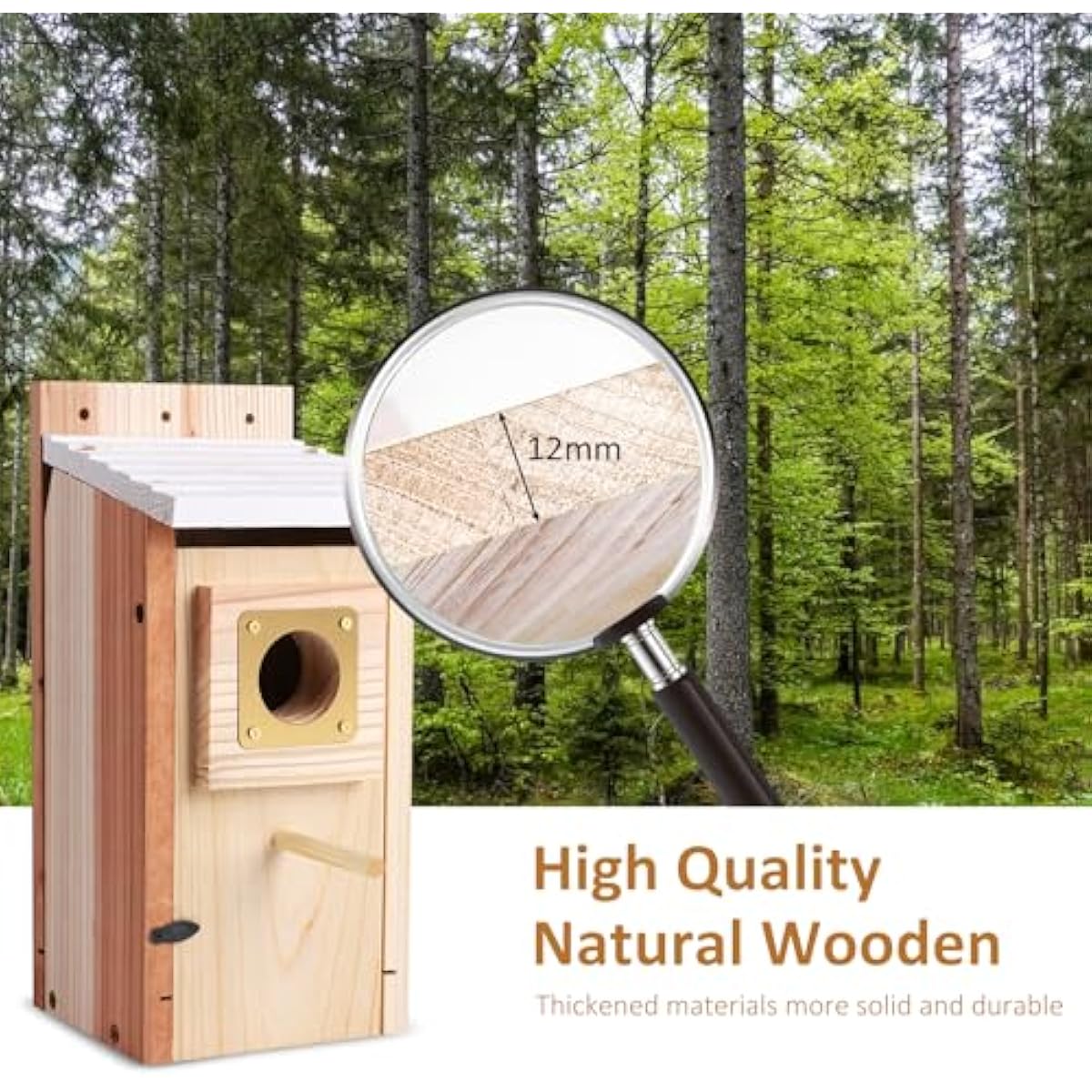 Bird Houses for Outside 2Pack with Copper Guard,Thicken Wooden Bluebird House Clearance Garden Country Cottages, Nesting Box for Finch Swallow Wren Chickadee Wild Bird Supplies, Easy to Assemble