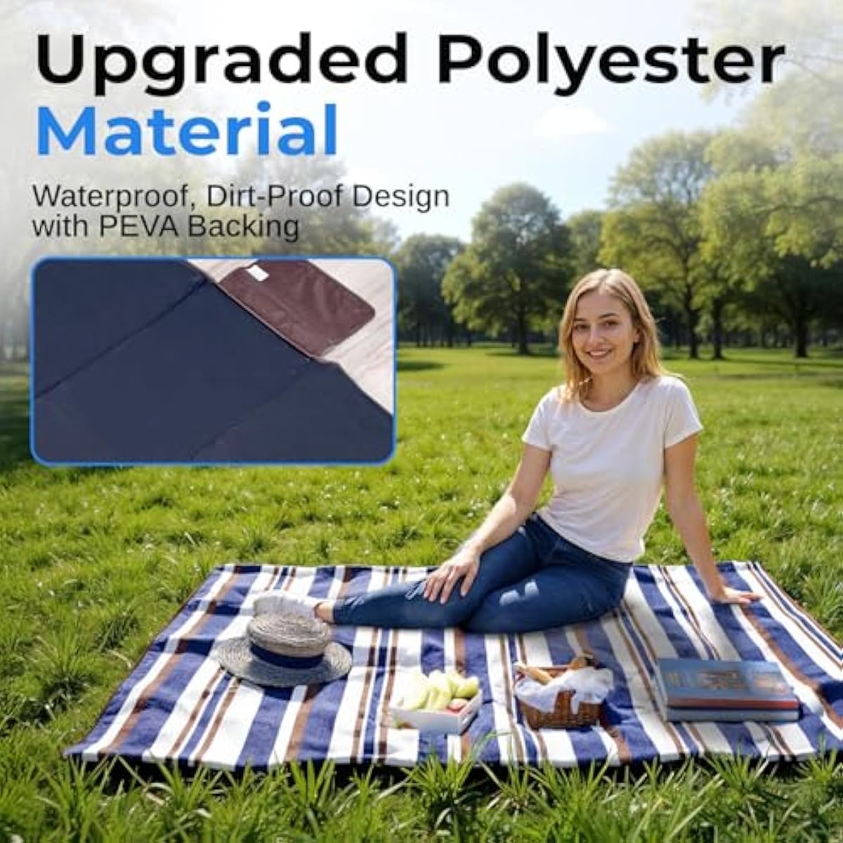 scuddles Extra Large Picnic Blanket – 60" x 80" Waterproof Outdoor Mat with Soft Dual-Layer Comfort, Foldable Travel Rug for Beach, Camping, Lawn, Parks & Family Picnics