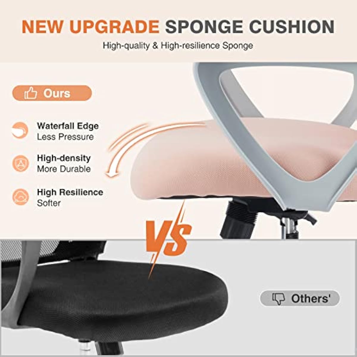 Sweetcrispy Ergonomic Mid-Back Mesh Home Office Desk Chair with Wheels, Lumbar Support, and Comfortable Armrests for Home, Bedroom, Study, Office