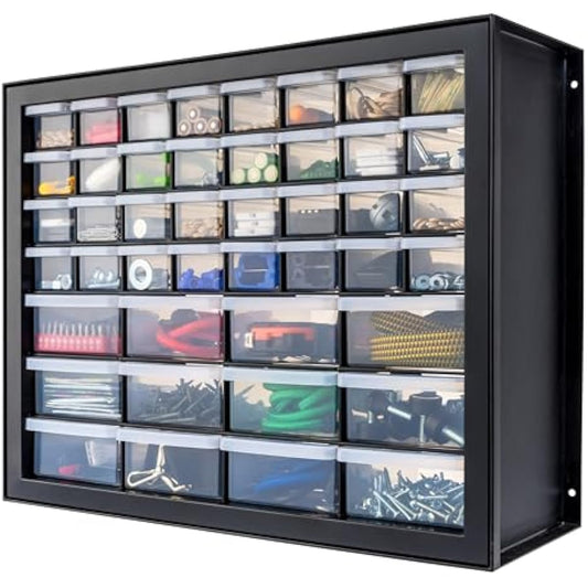 IRIS USA Small Parts Storage, Made in USA, Cabinet, 44-Drawer Organizer for Screws, Nuts, Bolts, Electronics, Hardware, Beads, Crafts, Building Bricks, Stackable Garage Storage – Black