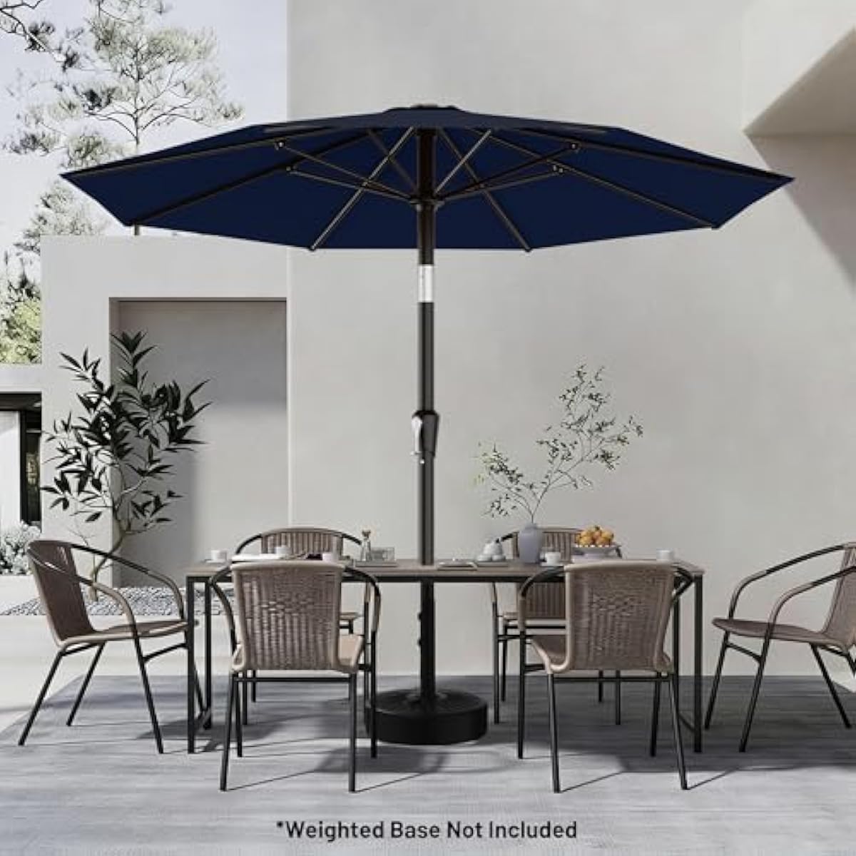 AreShark 9 FT Patio Umbrella for Outdoor, Outdoor Umbrella with Push Button Tilt and Crank, Outdoor Patio Umbrellas with 8 Sturdy Ribs for Market, Garden, Deck, Backyard, Pool (Navy)