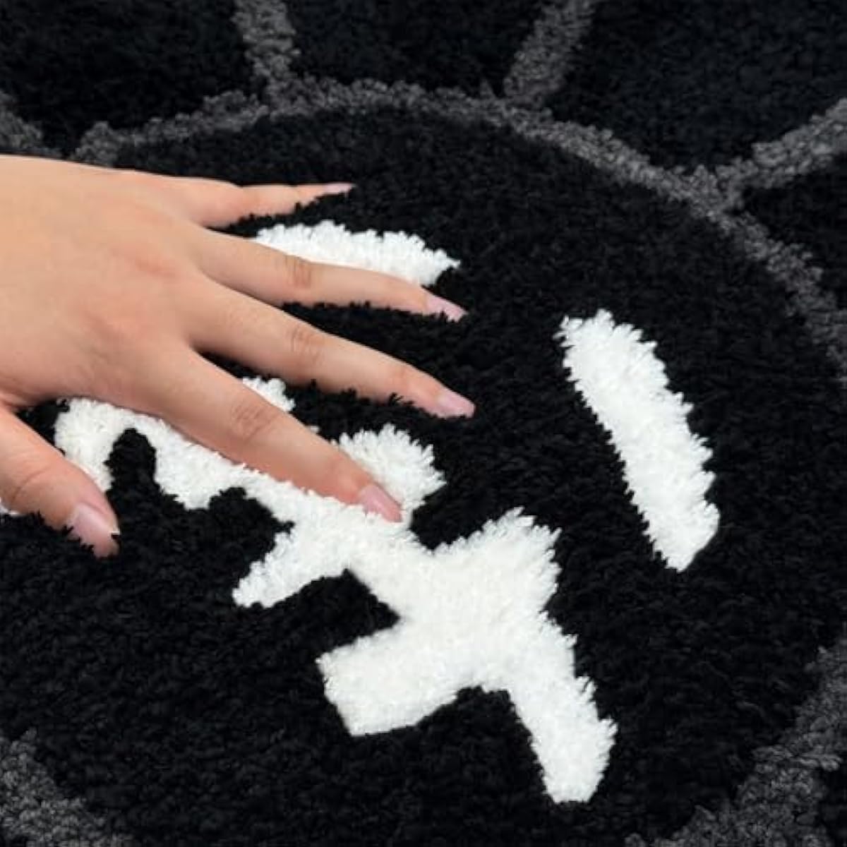 Trippy Happy Face Rug Cool Rugs Tufted Quick Dry Bath Mats for Bathroom Non Slip Bath Mat Water Absorbent 2FT Black Bathroom Rugs Halloween Gothic Ghost Skull Horror Decor Carpet