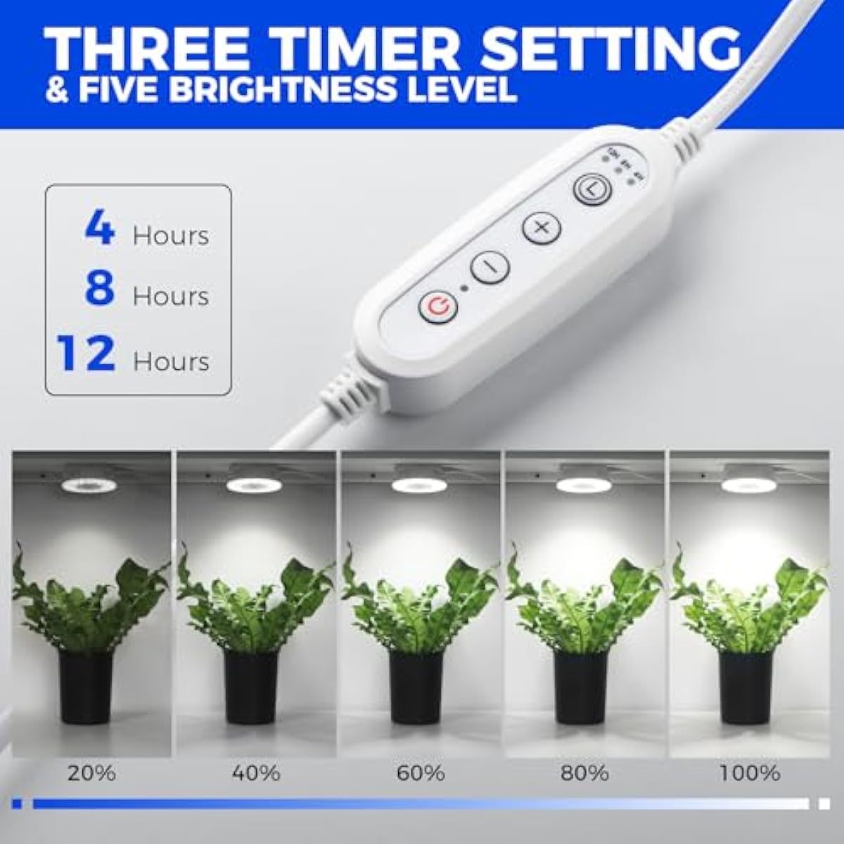 Barrina Orbgrow OG09 Puck Grow Light, 5000K 18W(2 x 9W, 270 Watt Equiv), Full Spectrum Plant Light for Indoor Plants, Magnetic & Linkable with Timer, 5 Levels Dimmable for Plant Shelf, 2 Packs