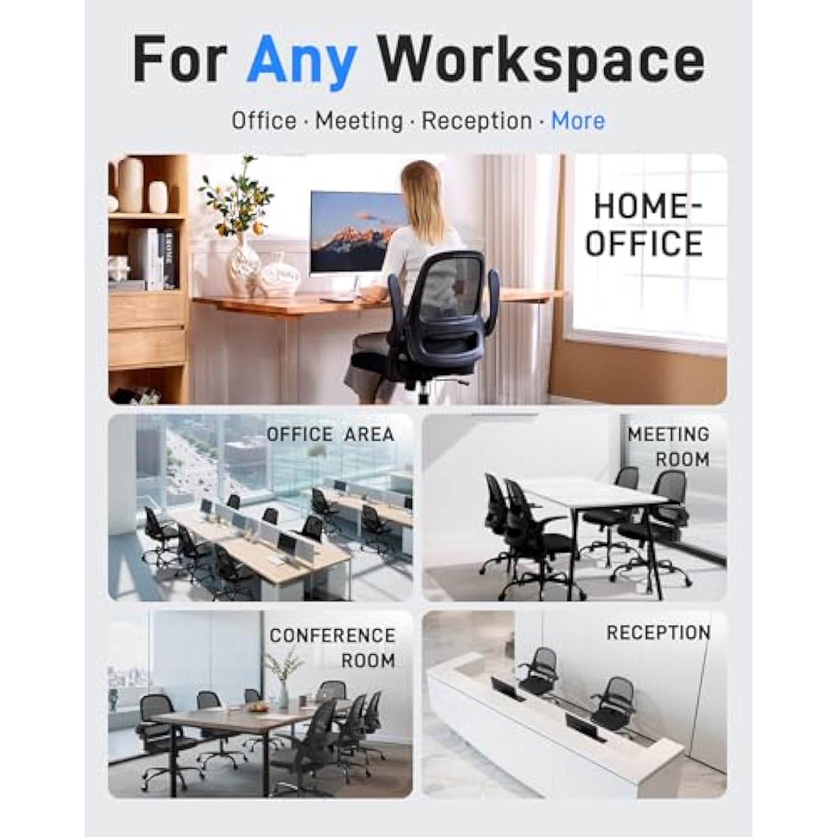Ergonomic Mesh Office Chair for Home Office, Flip-Up Arms, Breathable Mesh Back & Thick Seat Cushion, Swivel Rolling Computer Desk Chair, BIFMA Certified, Supports 300 lbs (Black Frame/Black Seat)