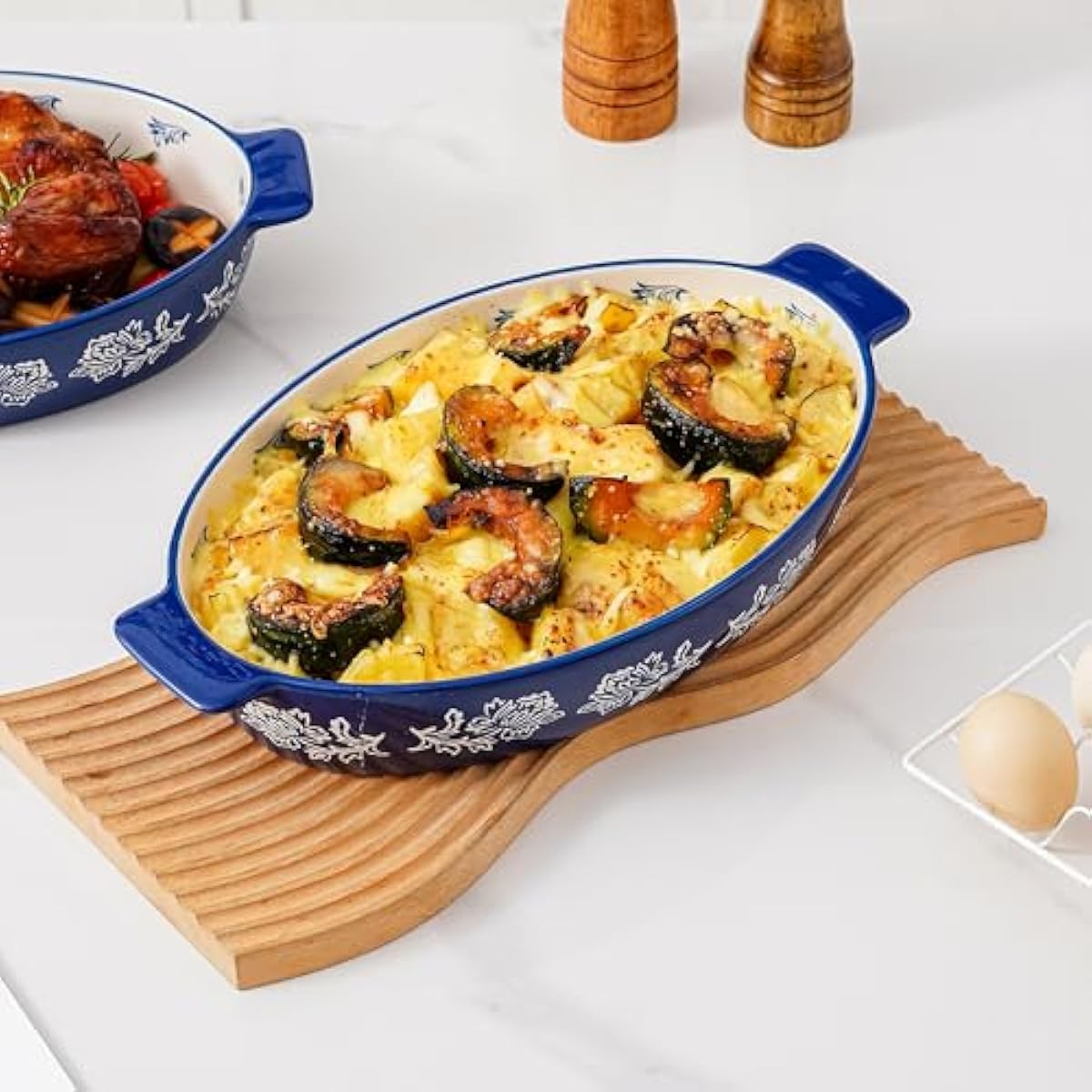 Wisenvoy Casserole Dish Baking Dish Ceramic Au Gratin Baking Dish Lasagna Pan Oval Casserole Dishes for Oven