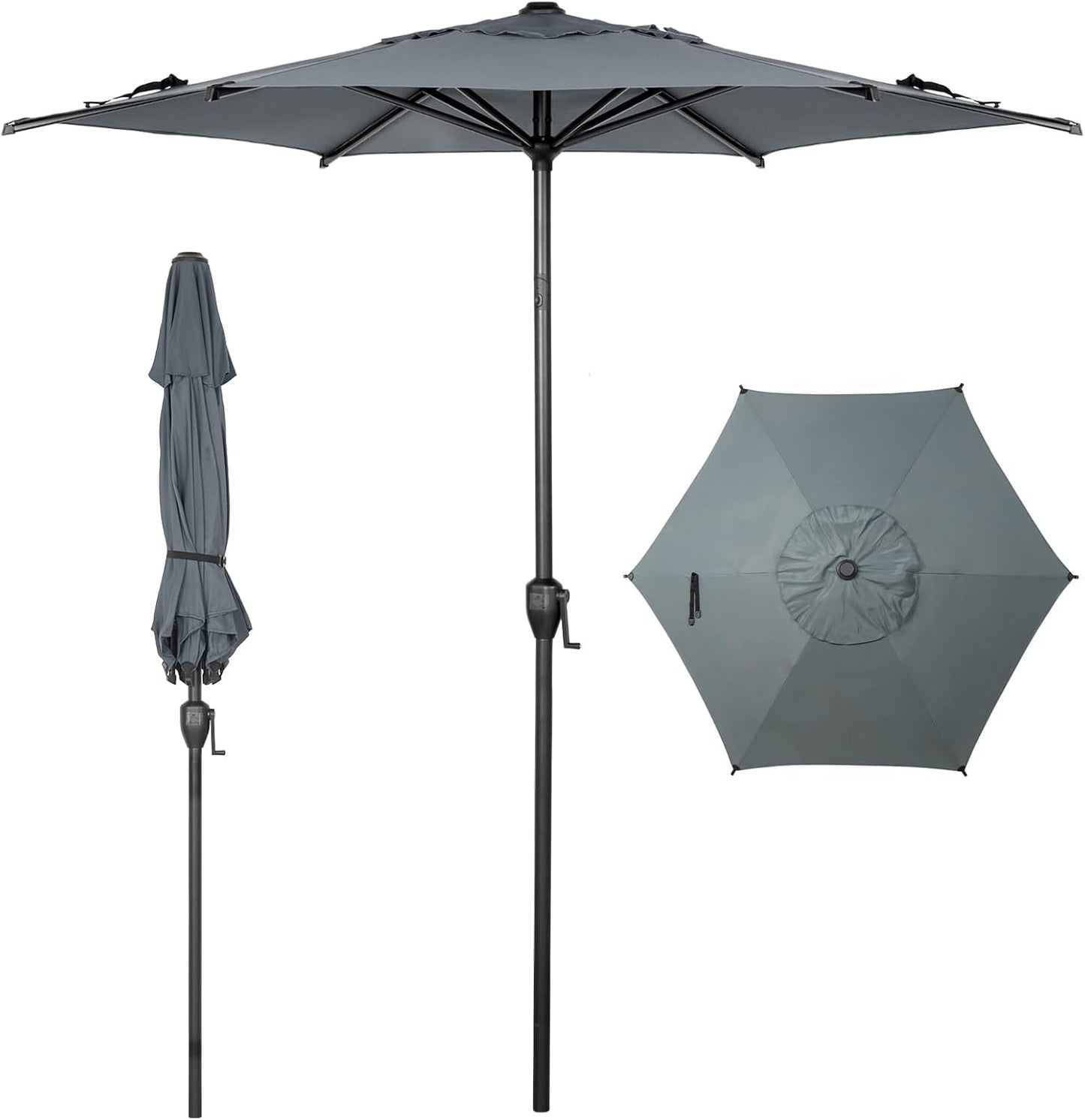 Abba Patio 9FT Lyon Outdoor Patio Umbrella Outdoor Table Umbrella with Push Button Tilt and Crank Market Umbrella 8 Sturdy Ribs UV Protection Waterproof for Garden Deck Backyard Pool, Black & Ivory