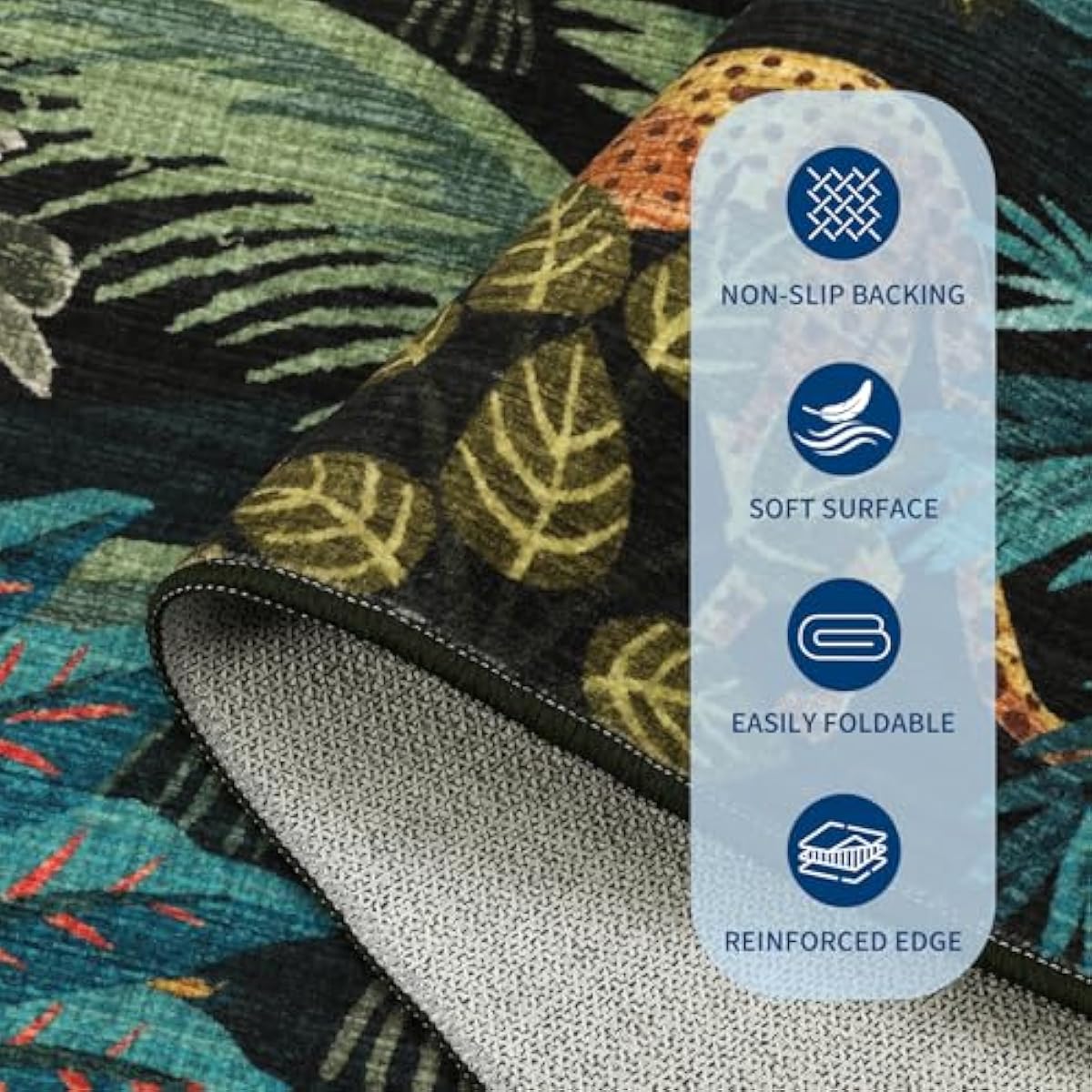 GarveeHome 4x6 Washable Area Rug for Kids Room, Jungle Animal Soft Bedroom Rug Non Slip Low Pile Small Carpet Stain Resistant Throw Rug for Bedside Playroom Classroom Office Dining Room