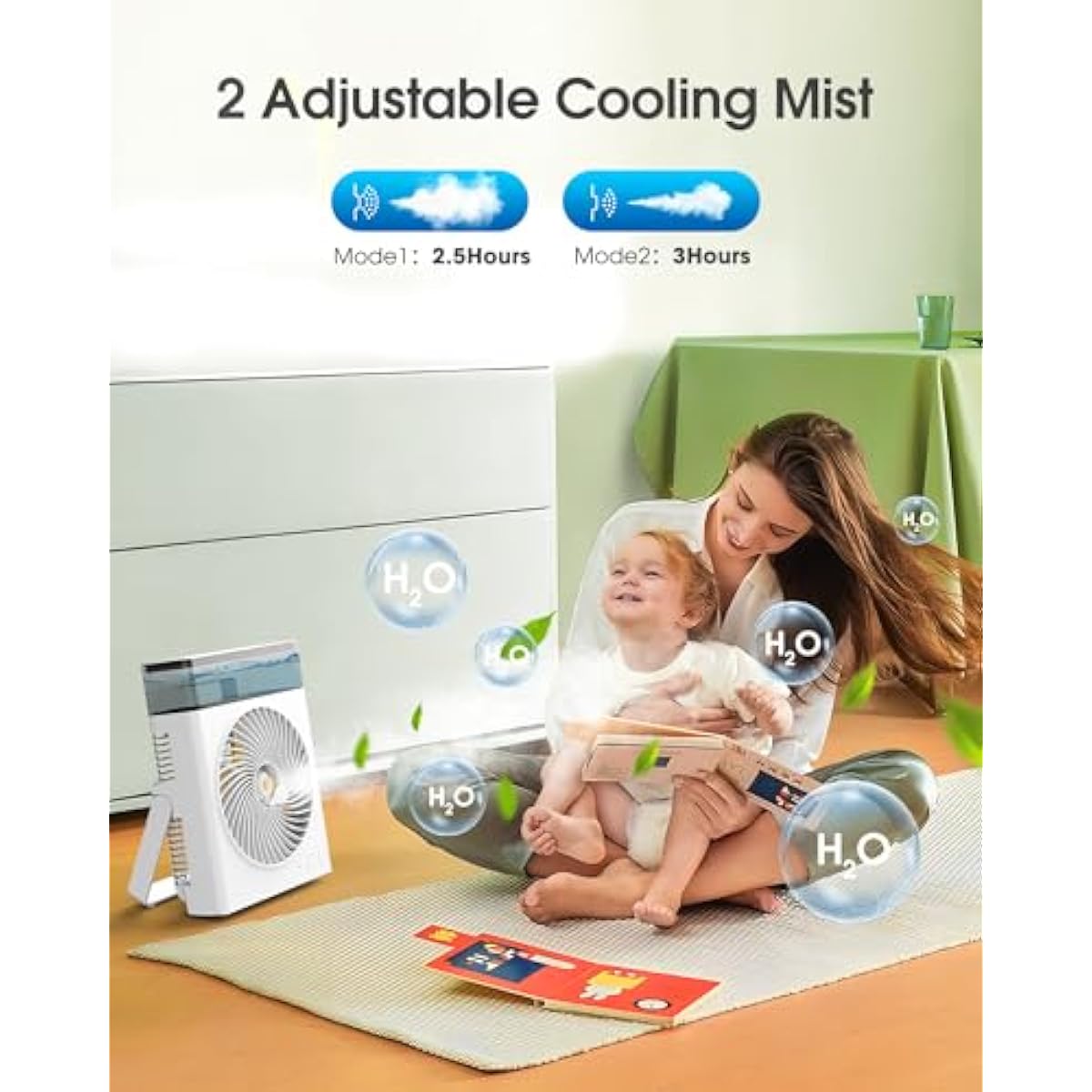 Misting Fan Portable, 8000mAh 8-Inch Rechargeable Battery Operated Fan with 600mL Water Tank, Cooling Desk Misting Fans for Outside, Perfect Quite Mist Water Spray Fans for Home Office Camping Patio
