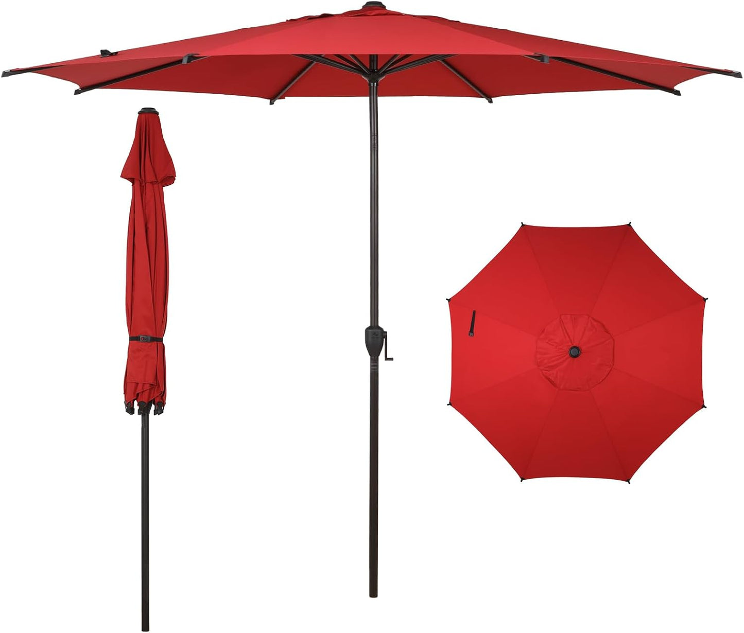 Abba Patio 9FT Lyon Outdoor Patio Umbrella Outdoor Table Umbrella with Push Button Tilt and Crank Market Umbrella 8 Sturdy Ribs UV Protection Waterproof for Garden Deck Backyard Pool, Black & Ivory