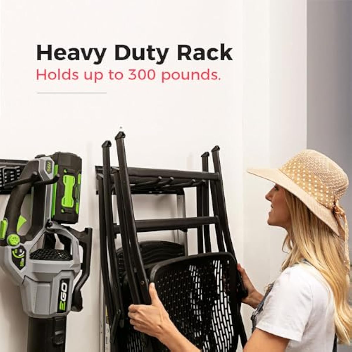 TIDYME Garage Tool Organizer Wall Mount - 48 inches - Sturdy Storage Rack with Adjustable Hooks, Anti-Rust - Easy Installation, 300lbs Capacity - Garden Tool Organizer (03 Racks & 06 Hooks)
