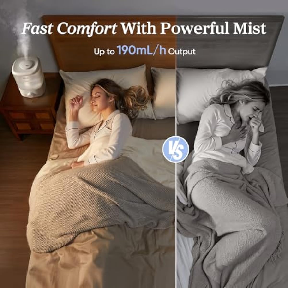LEVOIT Top Fill Humidifiers for Bedroom, 2.5L Tank for Large Room, Easy to Fill & Clean, 28dB Quiet Cool Mist Air Humidifier for Home Baby Nursery & Plants, Auto Shut-off for Safety, 25H