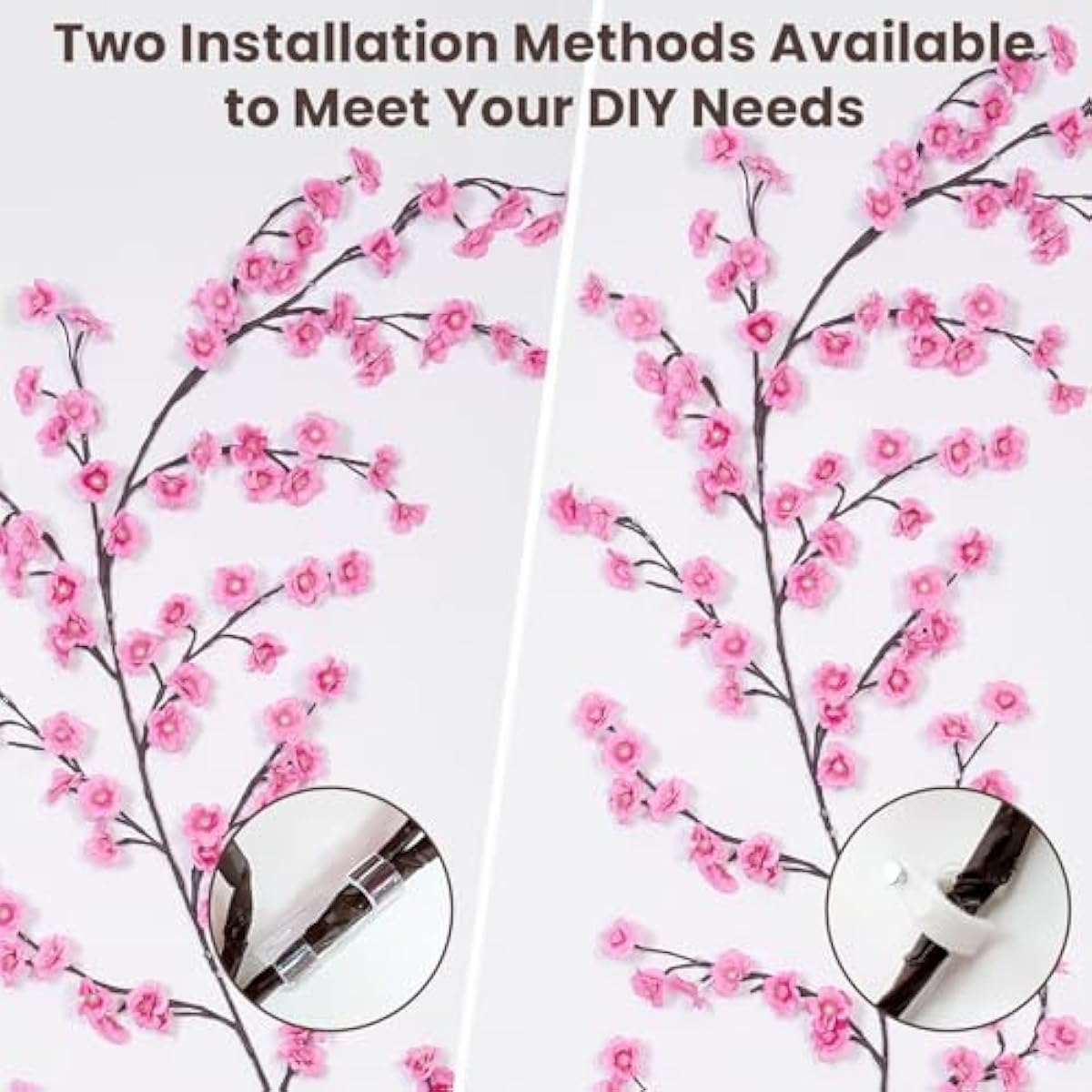 Cherry LED Tree Branch Lights for Wall, Cherry Blossom Willow Vine Twig Decor Garland with 48 LED Lights and Remote,8 Lighting Modes,Christmas Decorations Indoor for Home Wall Door Window (47inch)