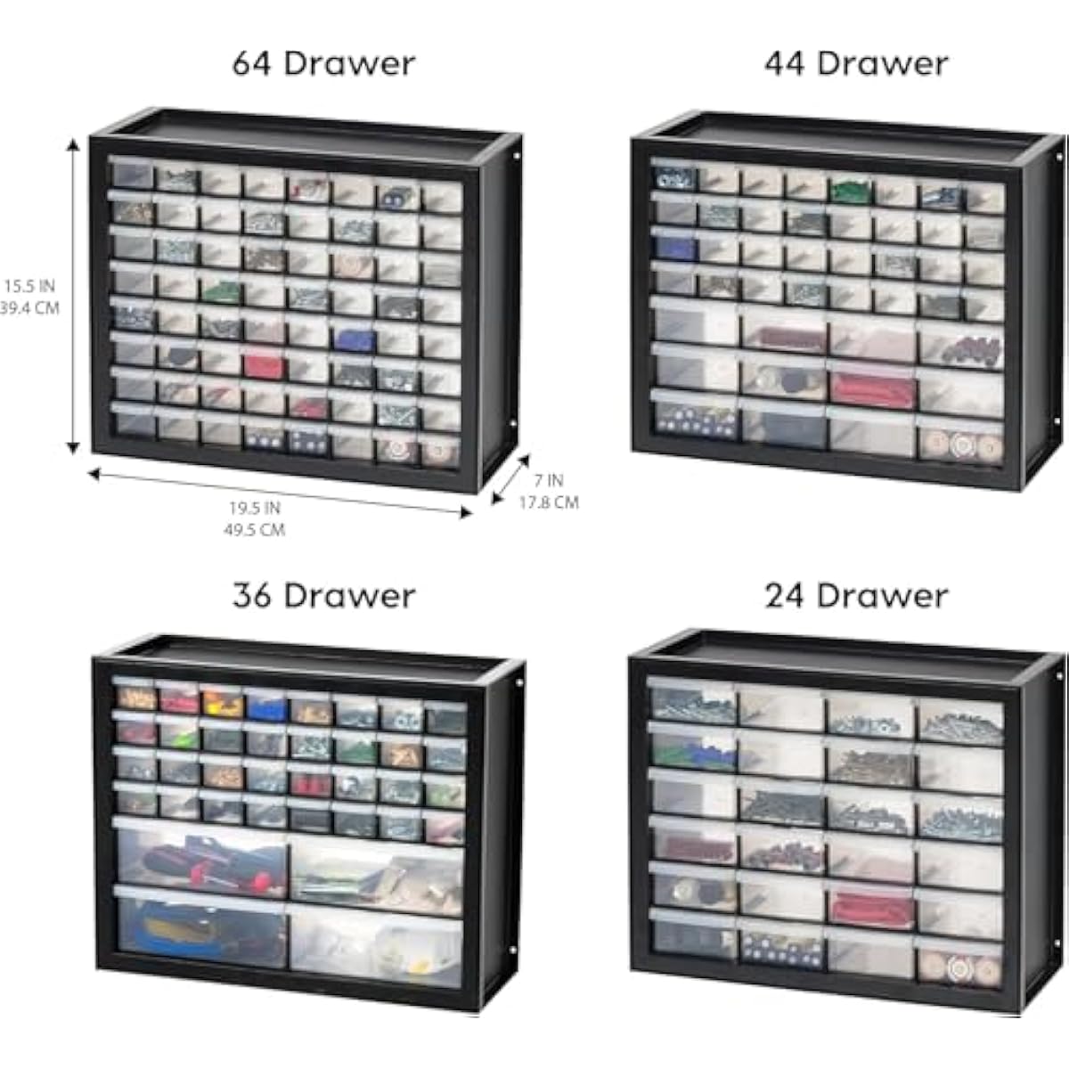 IRIS USA Small Parts Storage, Made in USA, Cabinet, 44-Drawer Organizer for Screws, Nuts, Bolts, Electronics, Hardware, Beads, Crafts, Building Bricks, Stackable Garage Storage – Black