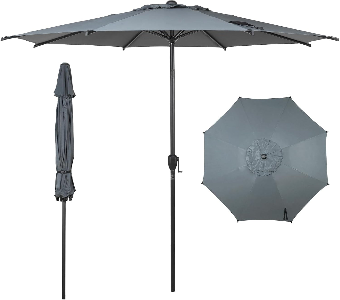 Abba Patio 9FT Lyon Outdoor Patio Umbrella Outdoor Table Umbrella with Push Button Tilt and Crank Market Umbrella 8 Sturdy Ribs UV Protection Waterproof for Garden Deck Backyard Pool, Black & Ivory